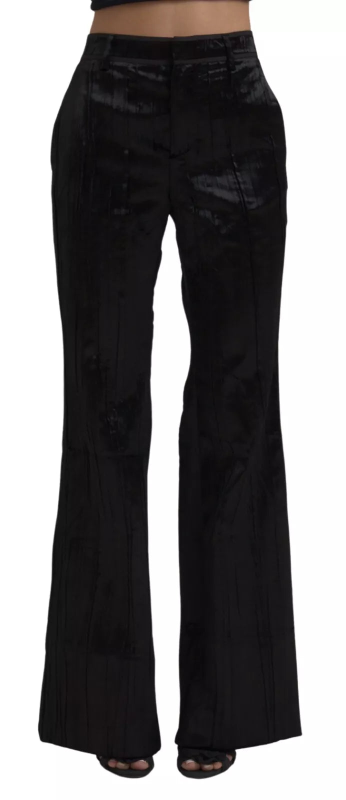 Dsquared² Black Viscose Super Flare High Waist Pants