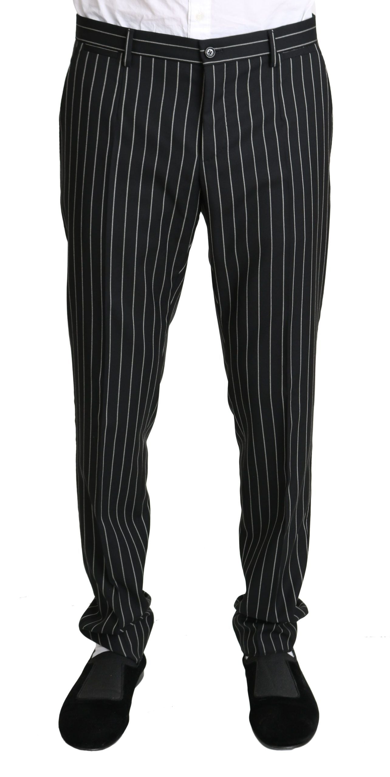 Dolce & Gabbana Elegant Black Striped Three-Piece Suit