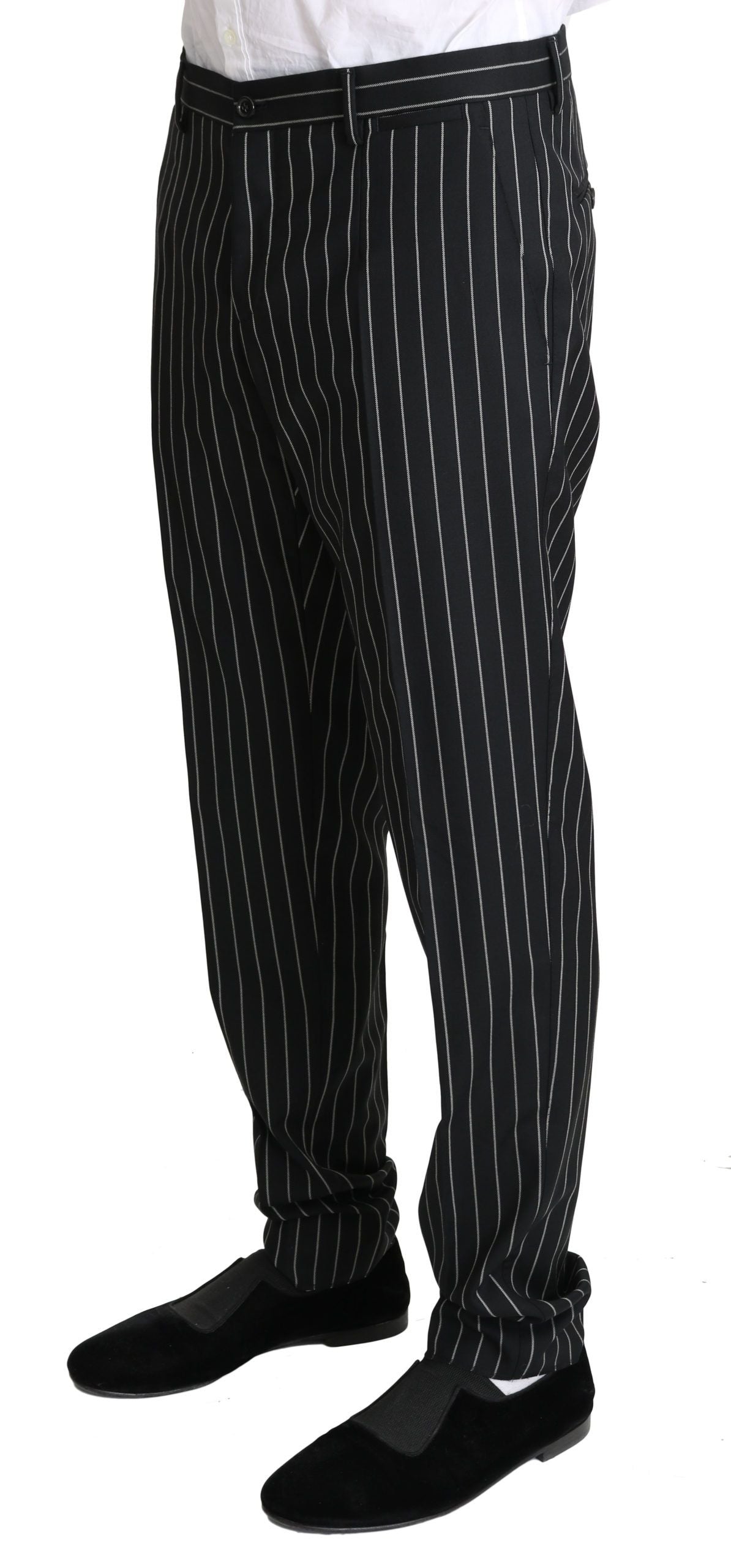 Dolce & Gabbana Elegant Black Striped Three-Piece Suit