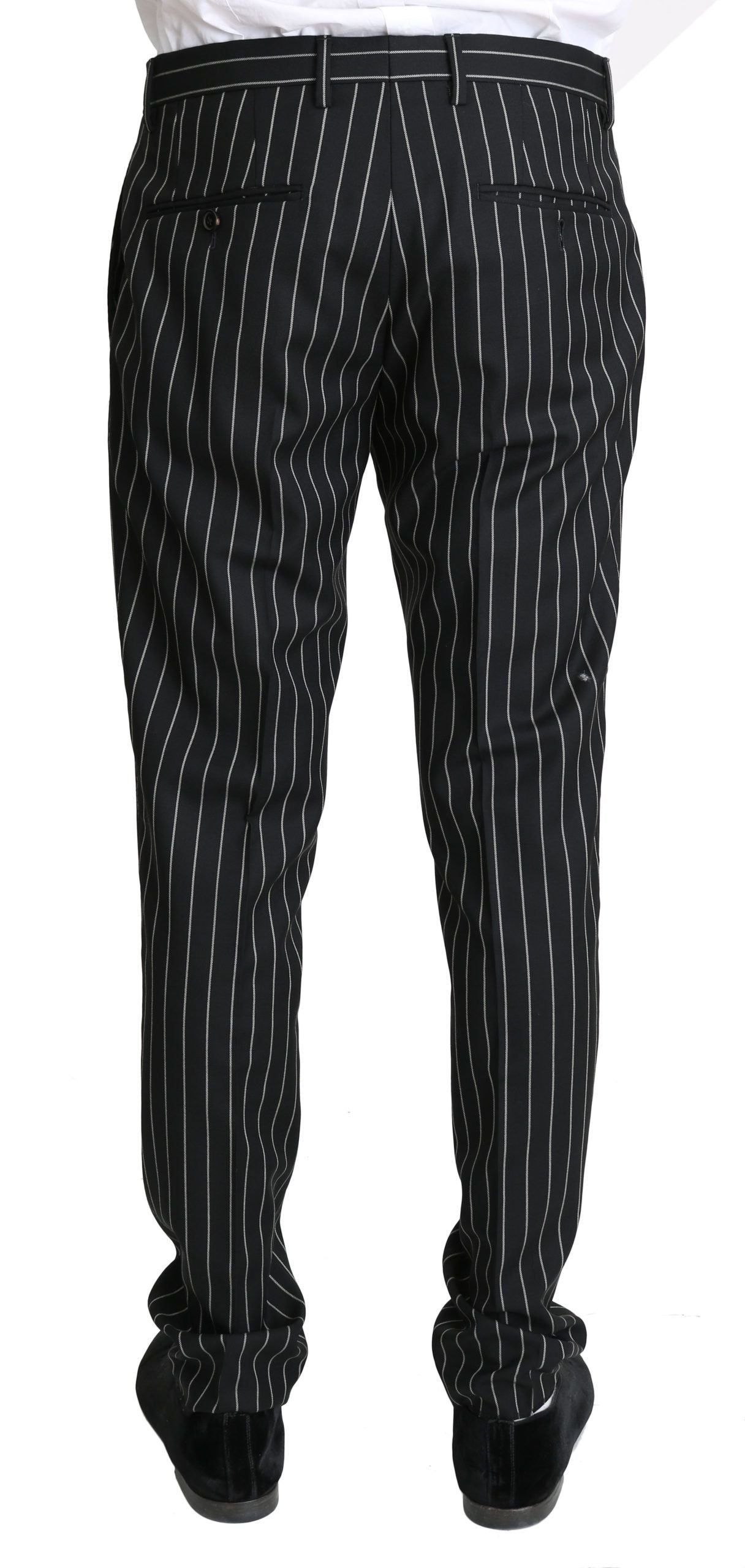 Dolce & Gabbana Elegant Black Striped Three-Piece Suit