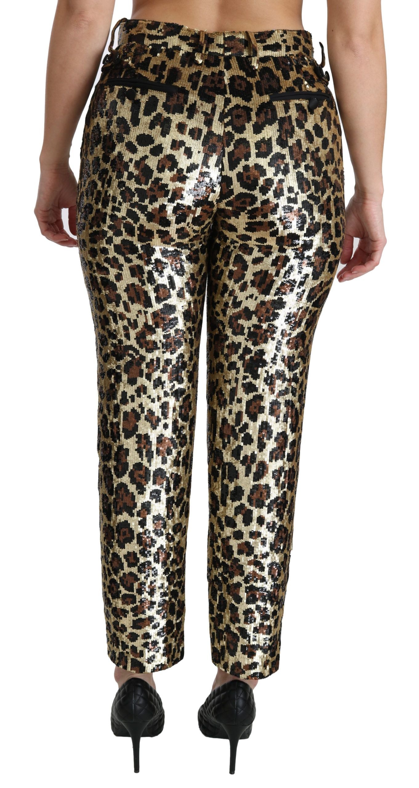 Dolce & Gabbana Chic High Waist Leopard Sequin Pants