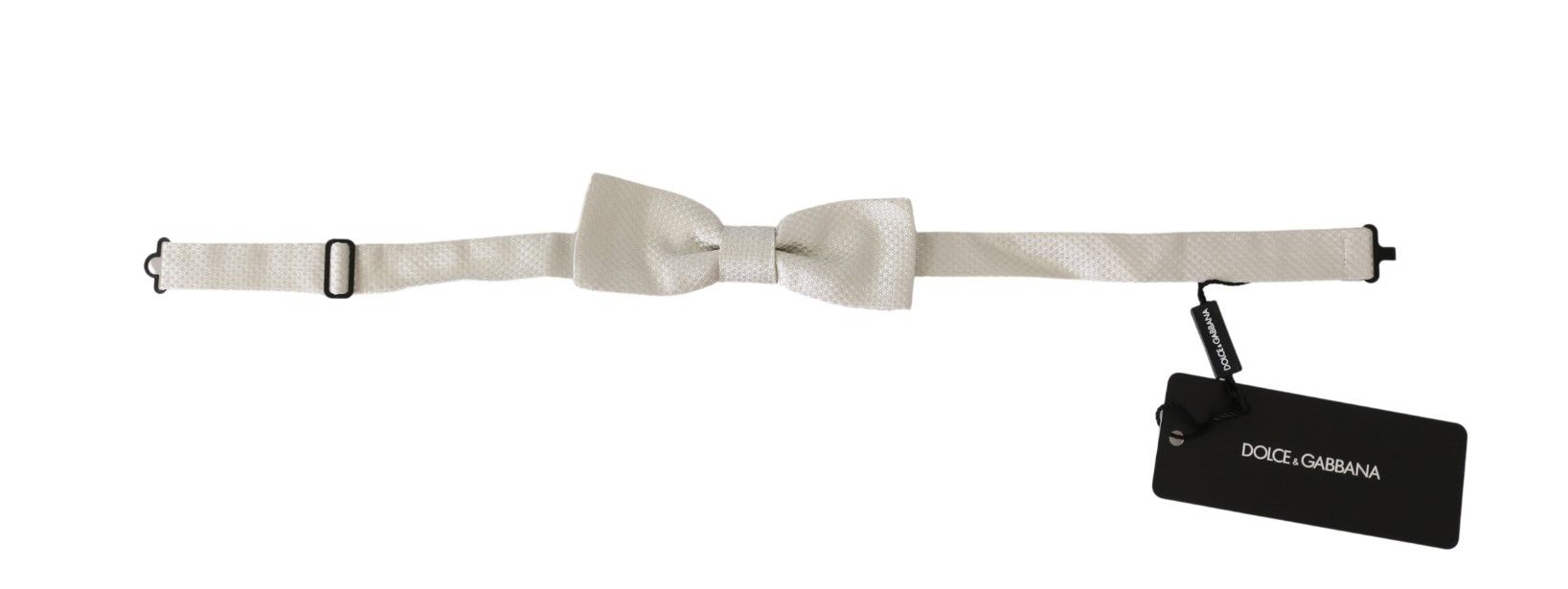 Dolce & Gabbana Elegant White Textured Silk Bow Tie