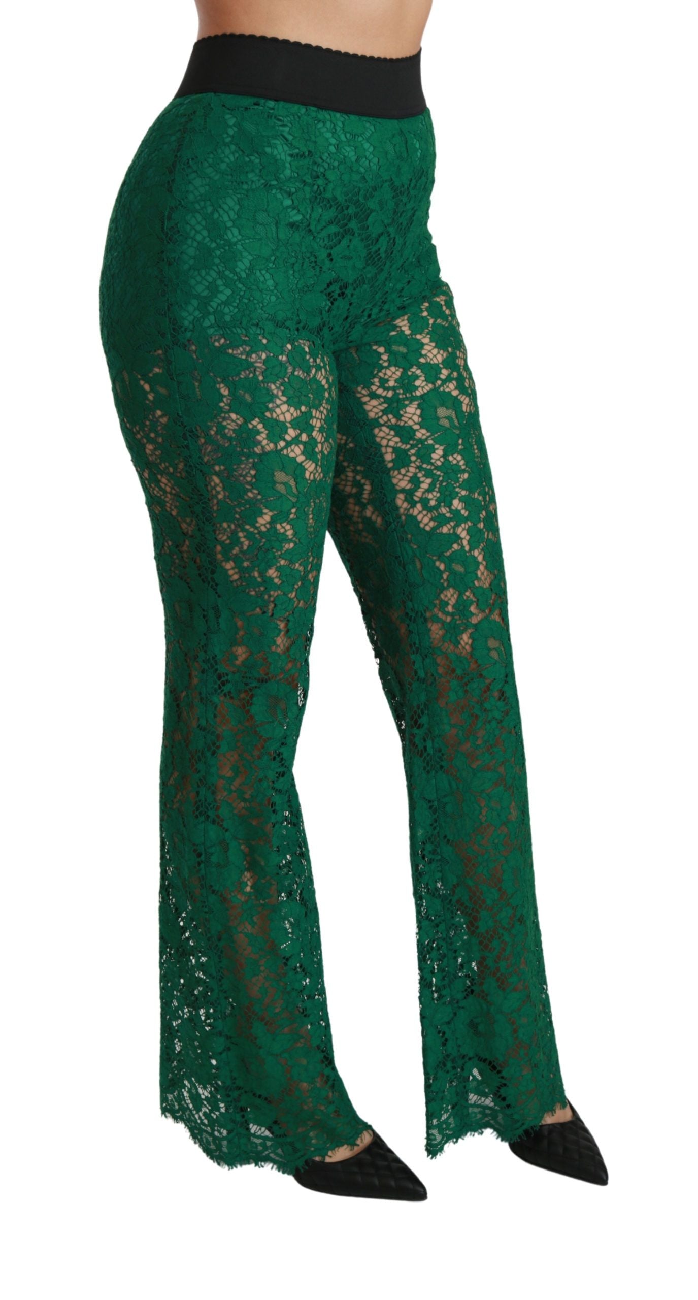 Dolce & Gabbana Elegant Green Lace Detailed Pants