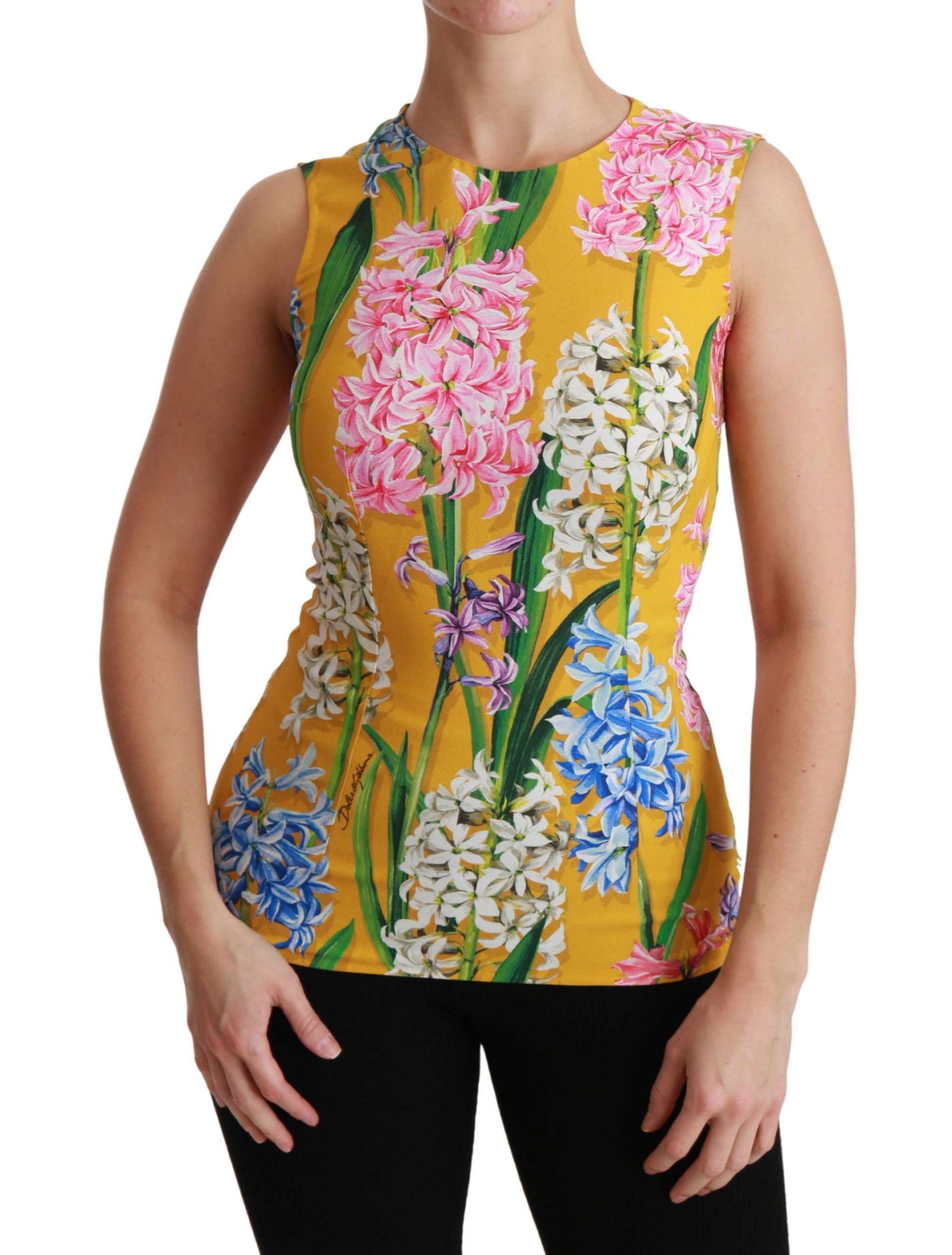 Dolce & Gabbana Sunshine Floral Crewneck Sleeveless Blouse