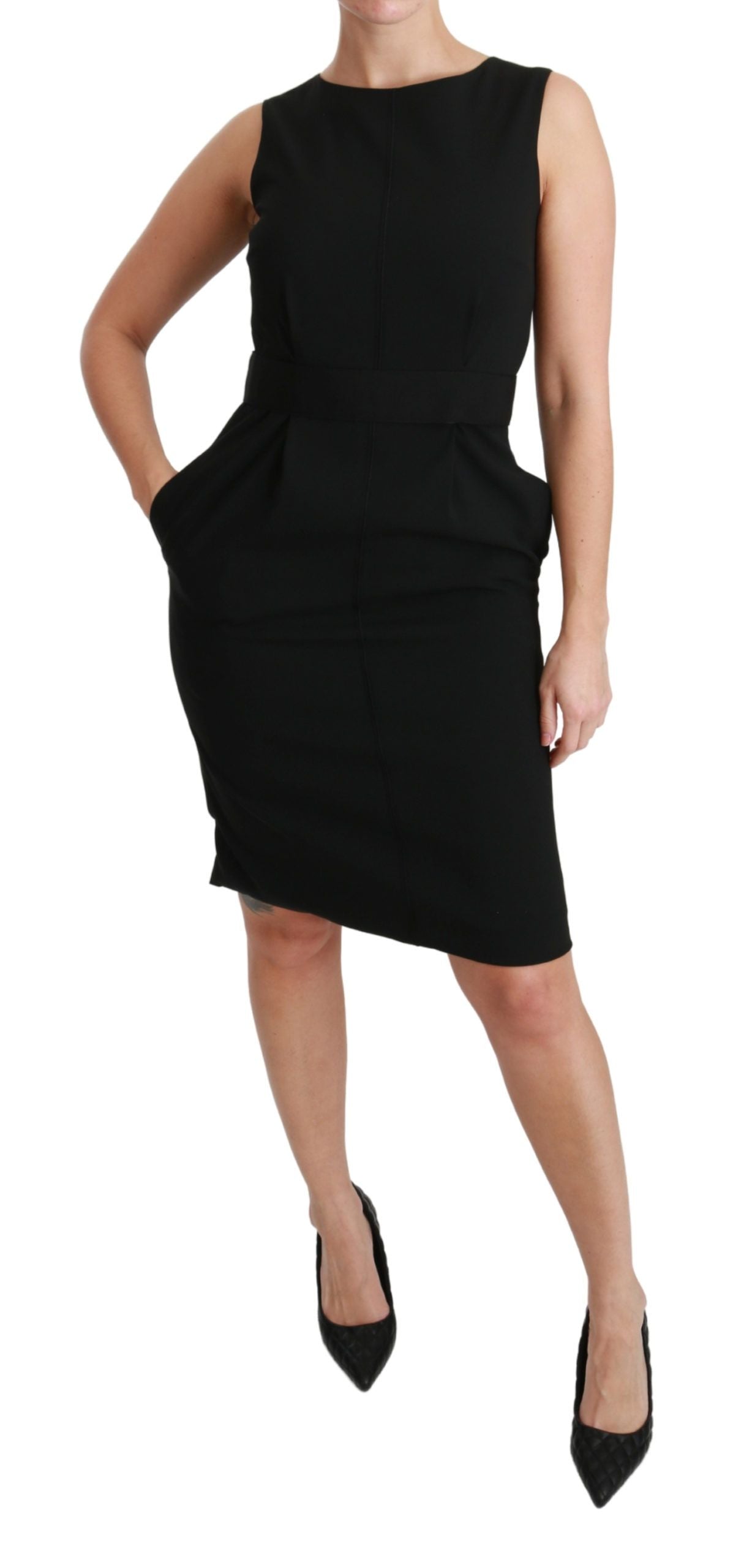 Dolce & Gabbana Elegant Knee-Length Sheath Dress in Black