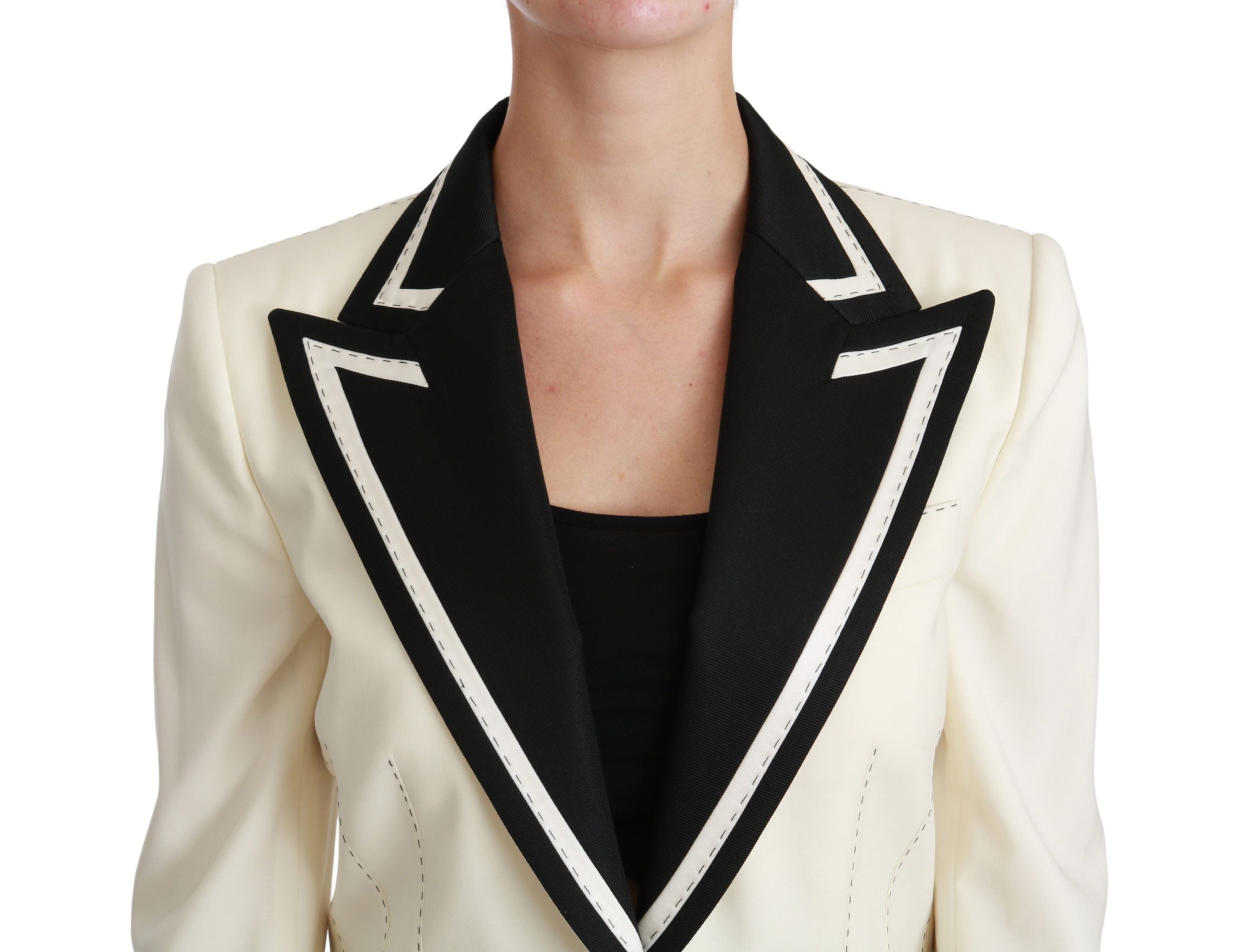 Dolce & Gabbana Elegant Off-White Silk-Lined Blazer