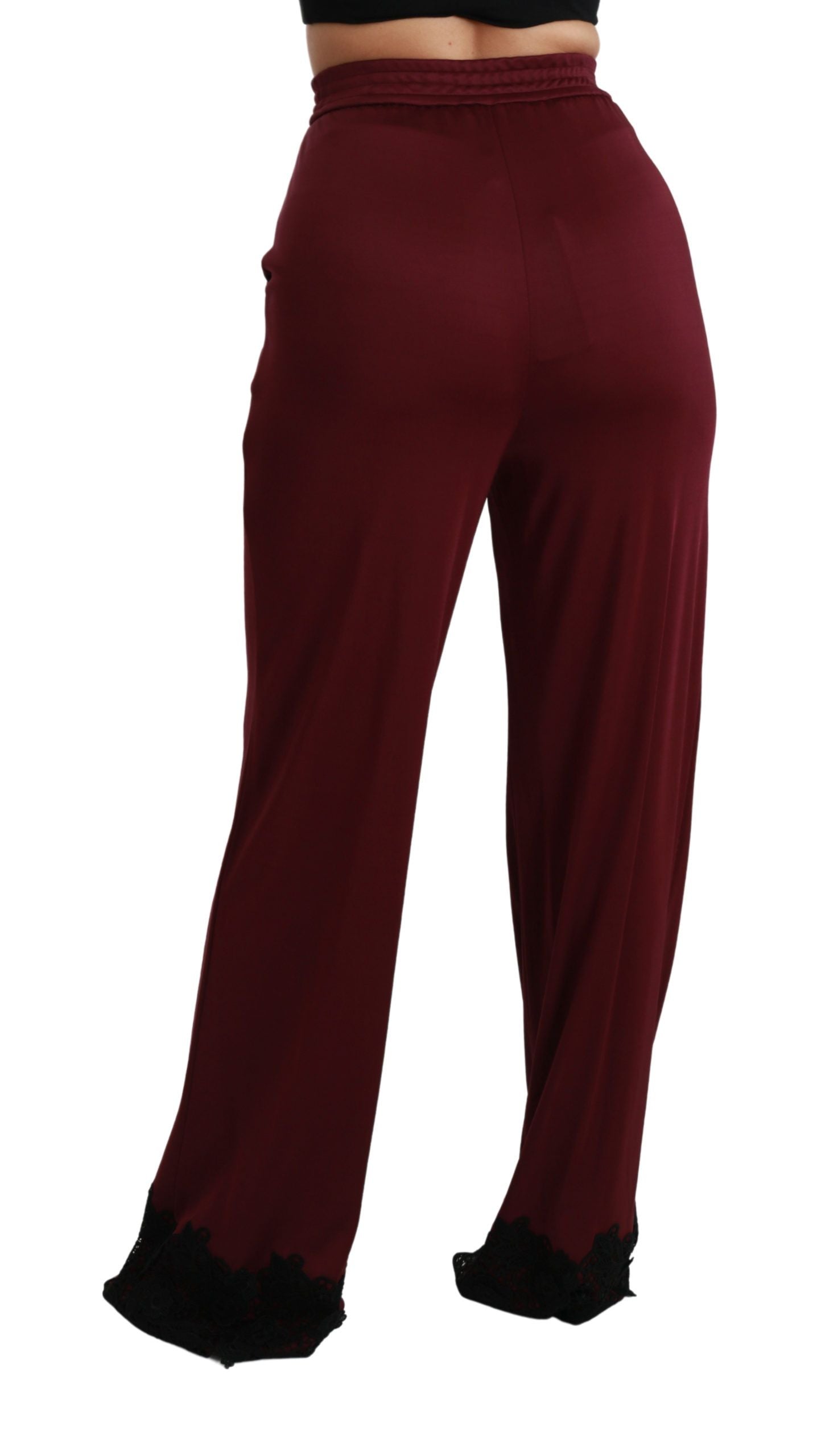 Dolce & Gabbana Elegant Maroon High Waist Wide Leg Trousers