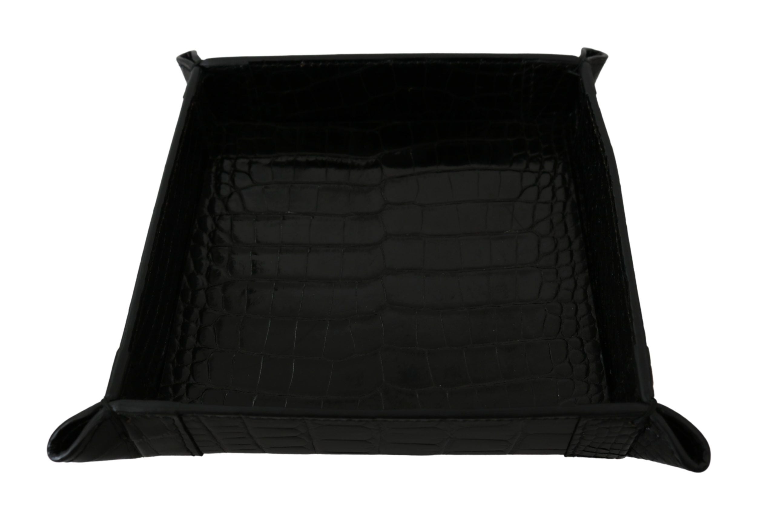 Dolce & Gabbana Elegant Black Exotic Skin Entry Tray