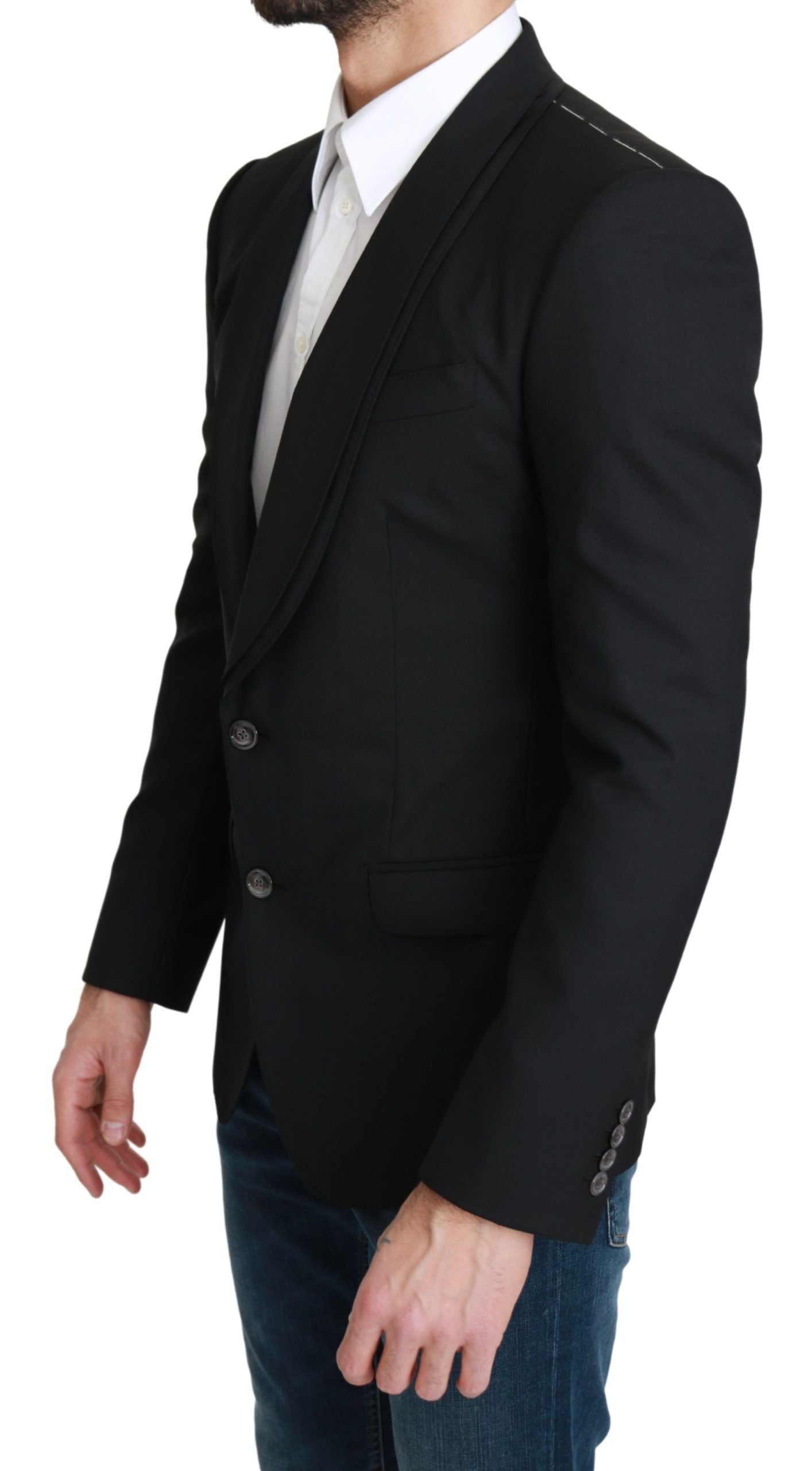 Dolce & Gabbana Elegant Black Virgin Wool Formal Blazer