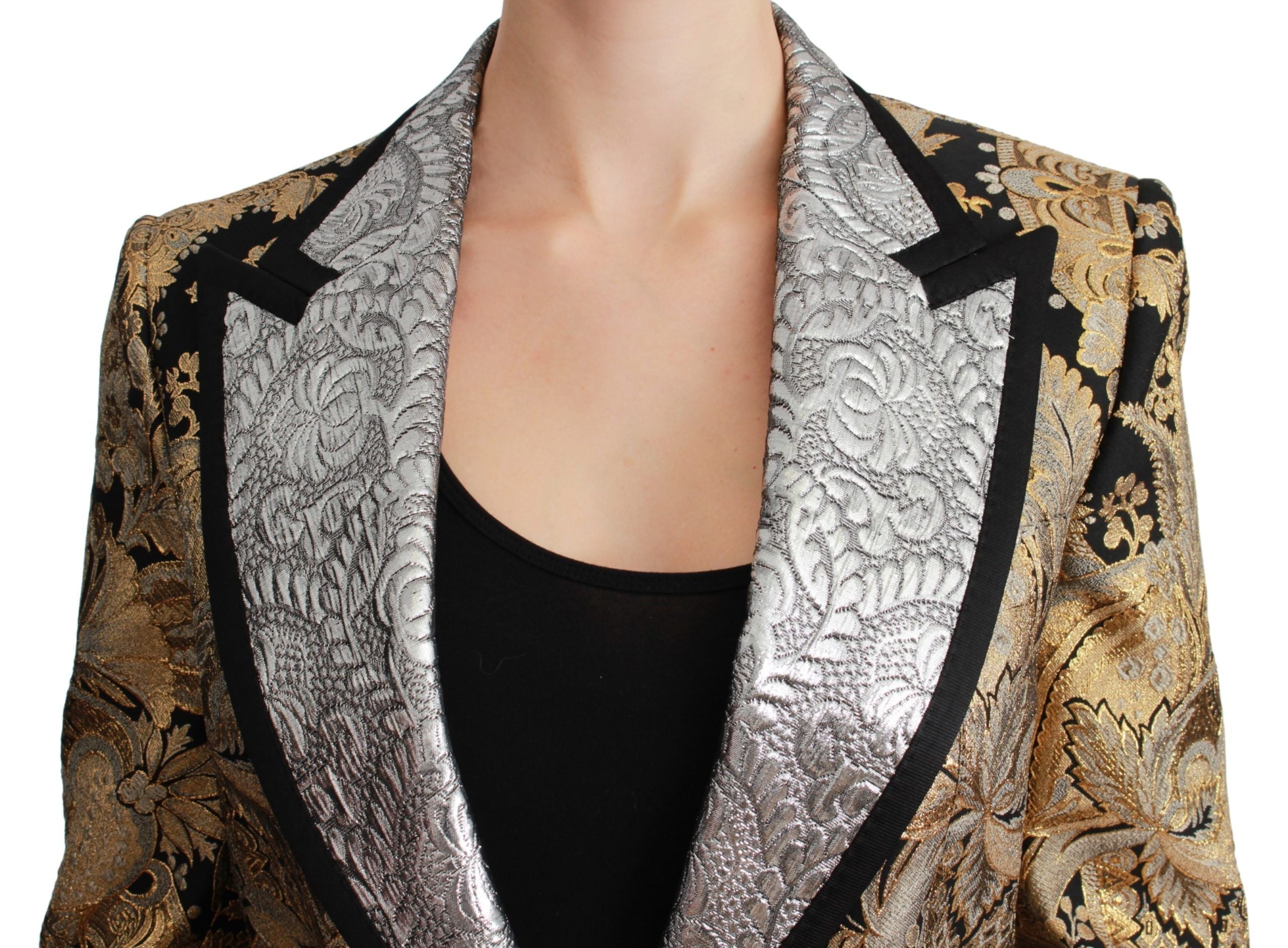 Dolce & Gabbana Elegant Gold Floral Jacquard Blazer