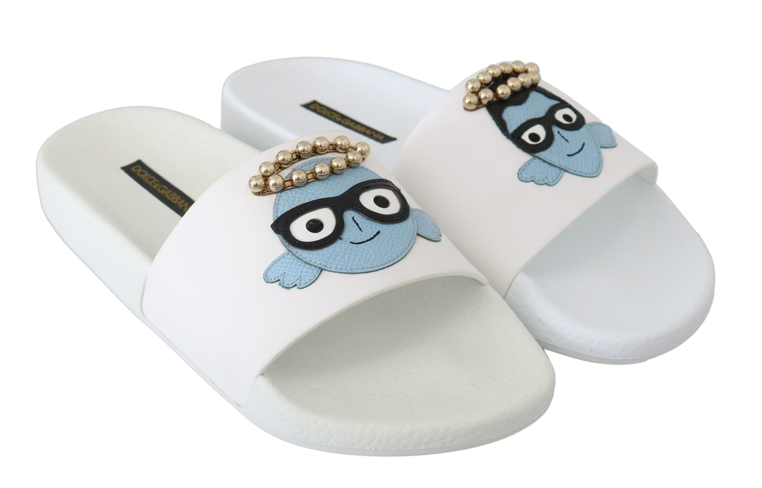 Dolce & Gabbana Elegant White Slide Sandals - Summer Chic