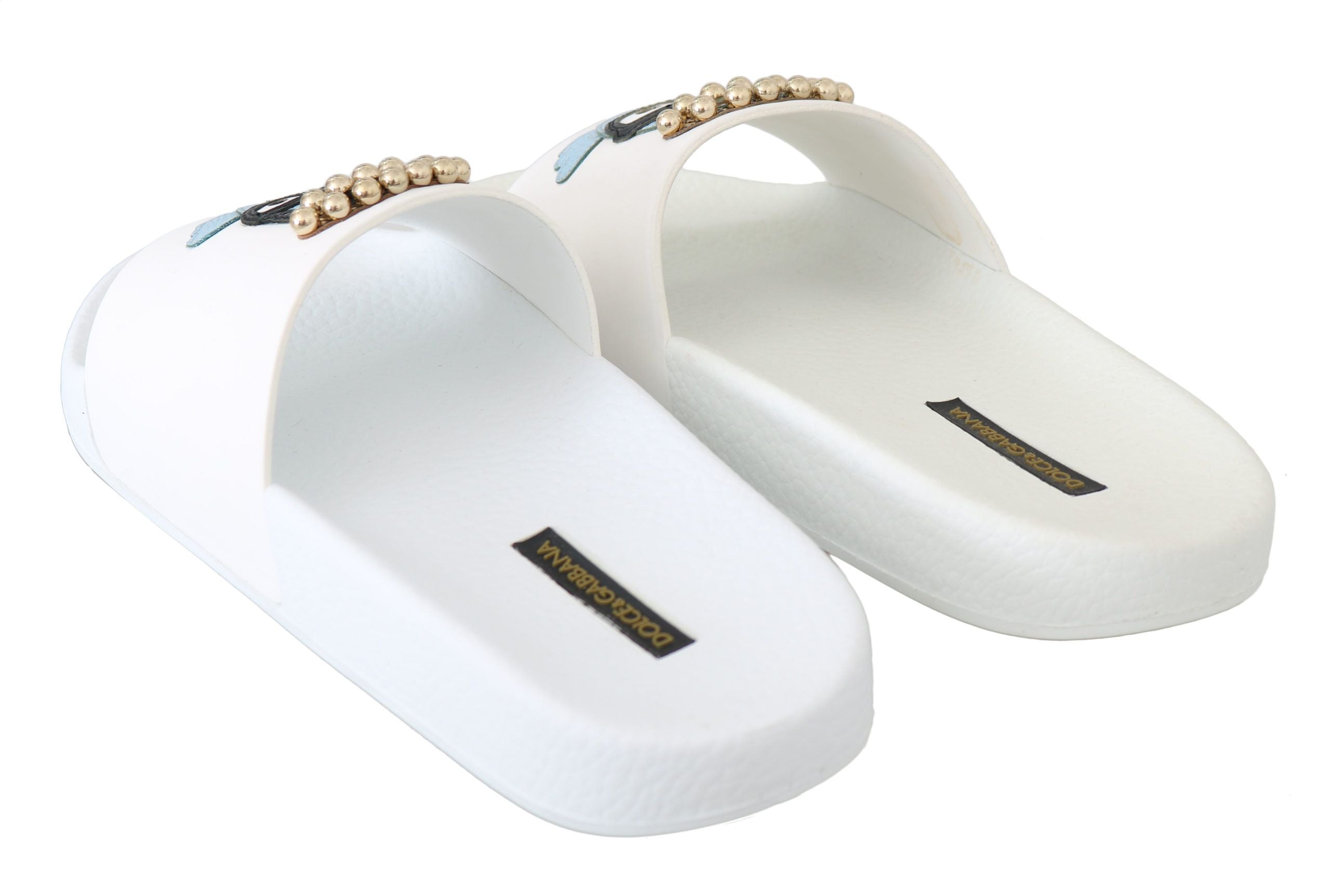 Dolce & Gabbana Elegant White Slide Sandals - Summer Chic