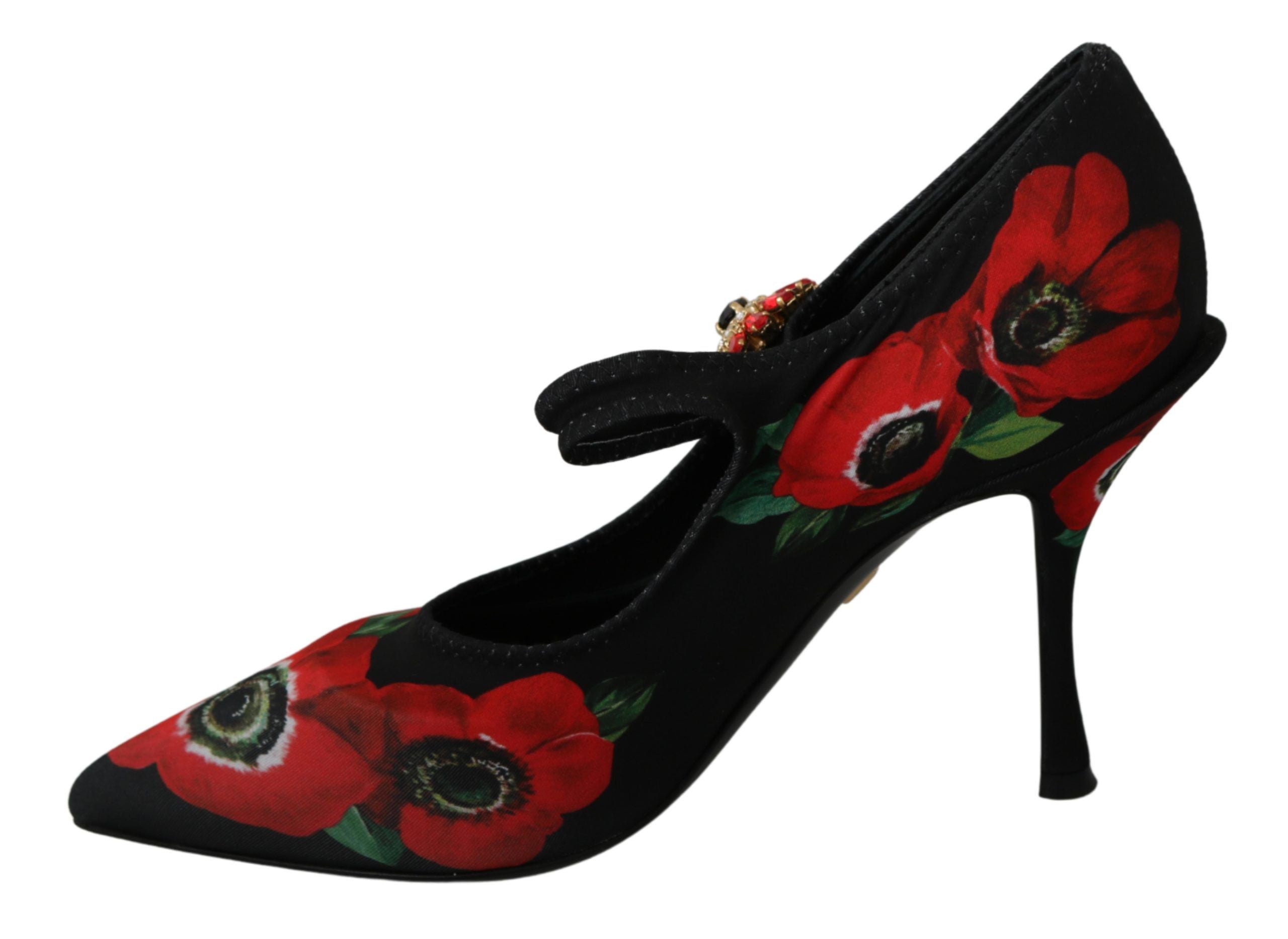 Dolce & Gabbana Floral Mary Janes Pumps with Crystal Detail