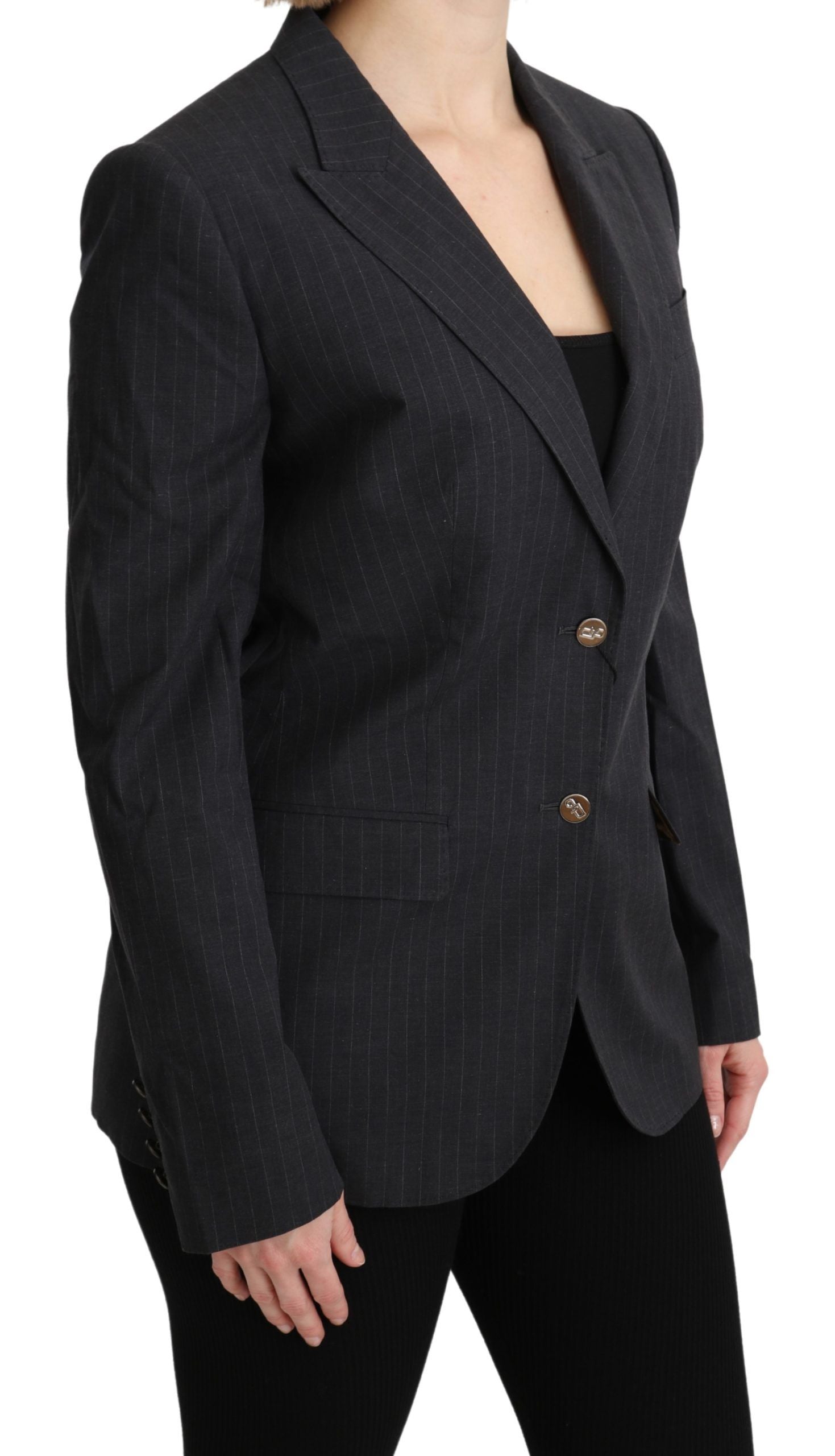 Dolce & Gabbana Elegant Gray Striped Cotton Blazer