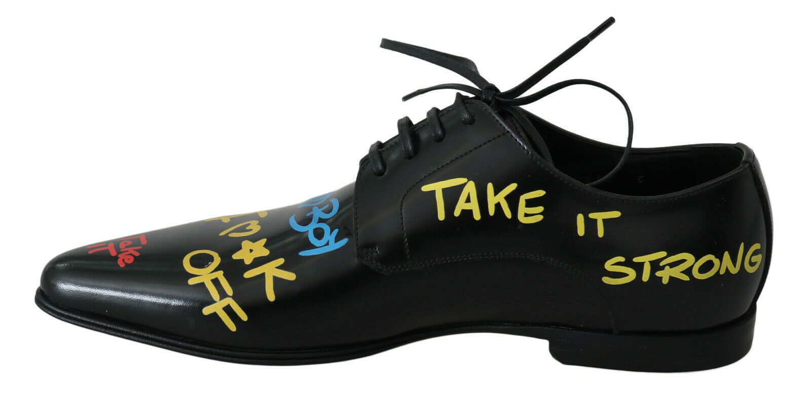 Dolce & Gabbana Exclusive Handpainted Black Leather Derby Shoes