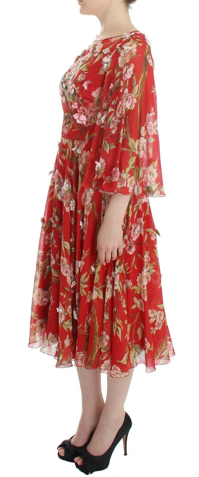 Dolce & Gabbana Exclusive Silk Red Floral Shift Dress