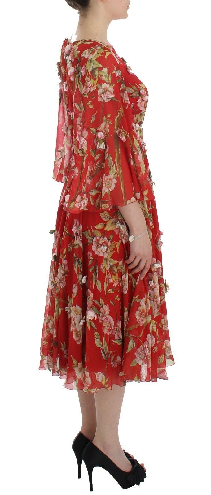 Dolce & Gabbana Exclusive Silk Red Floral Shift Dress