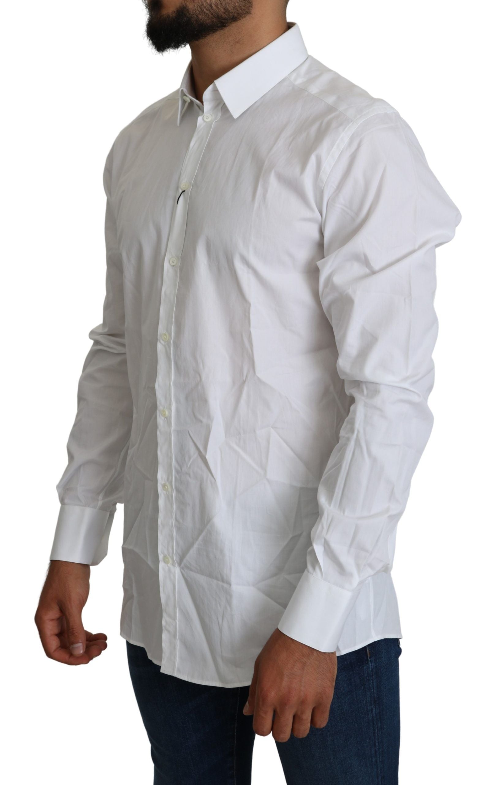 Dolce & Gabbana Elegant Slim Fit White Cotton Shirt