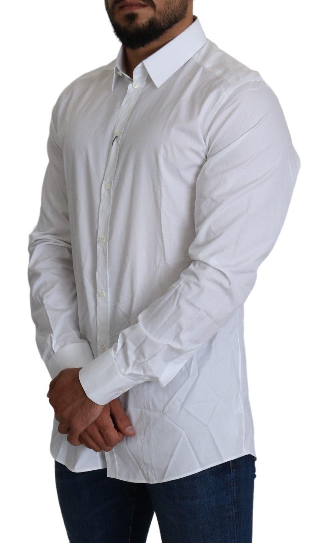 Dolce & Gabbana Elegant Slim Fit White Cotton Shirt