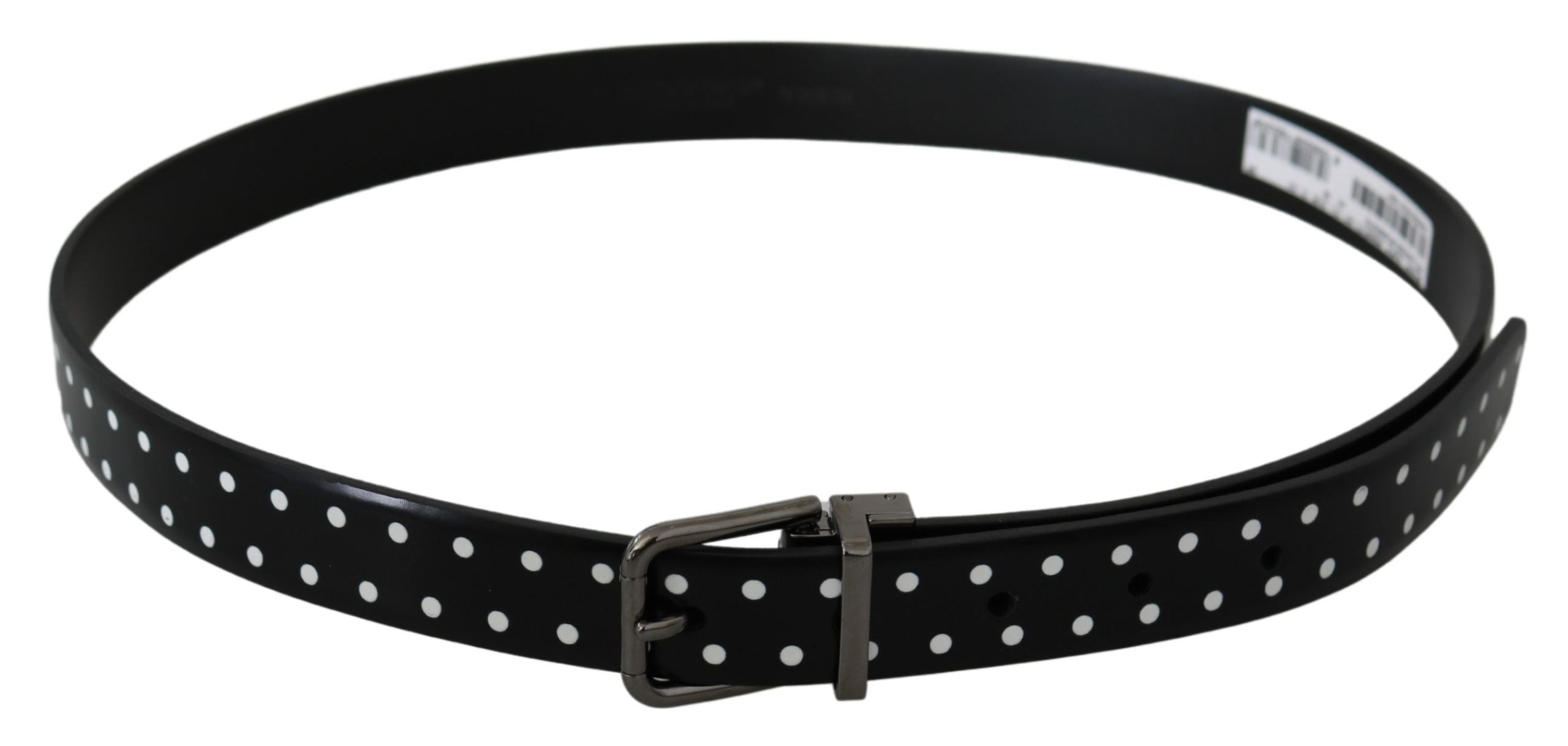 Dolce & Gabbana Elegant Polka Dot Leather Belt in Black