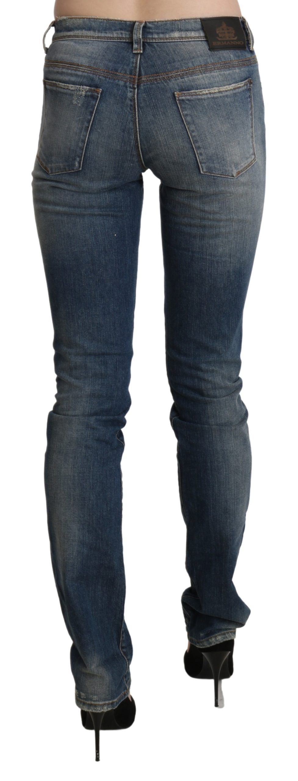 Ermanno Scervino Chic Mid Waist Skinny Denim in Blue Washed