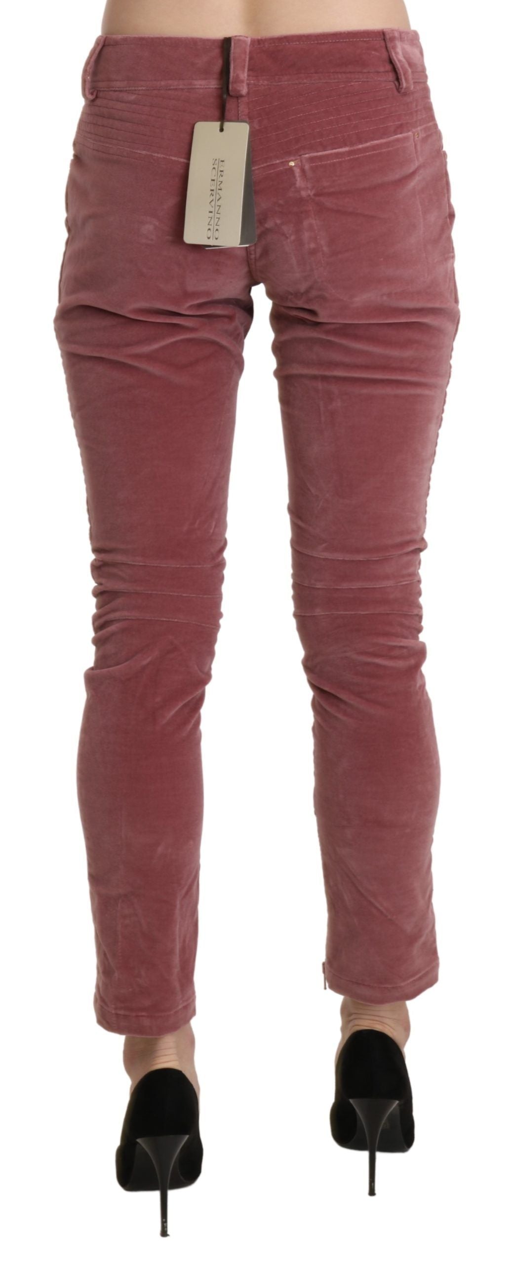 Ermanno Scervino Chic Red Mid Waist Skinny Trousers