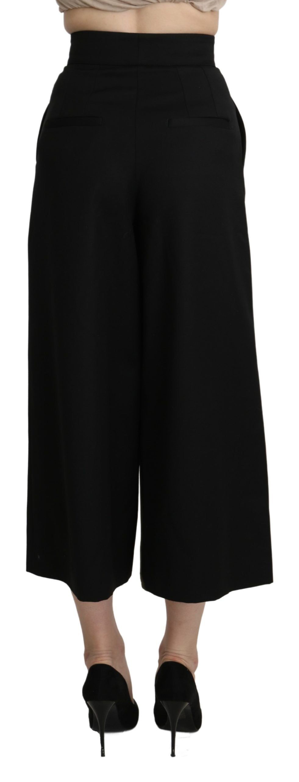 Dolce & Gabbana Elegant High Waist Wide Leg Virgin Wool Trousers