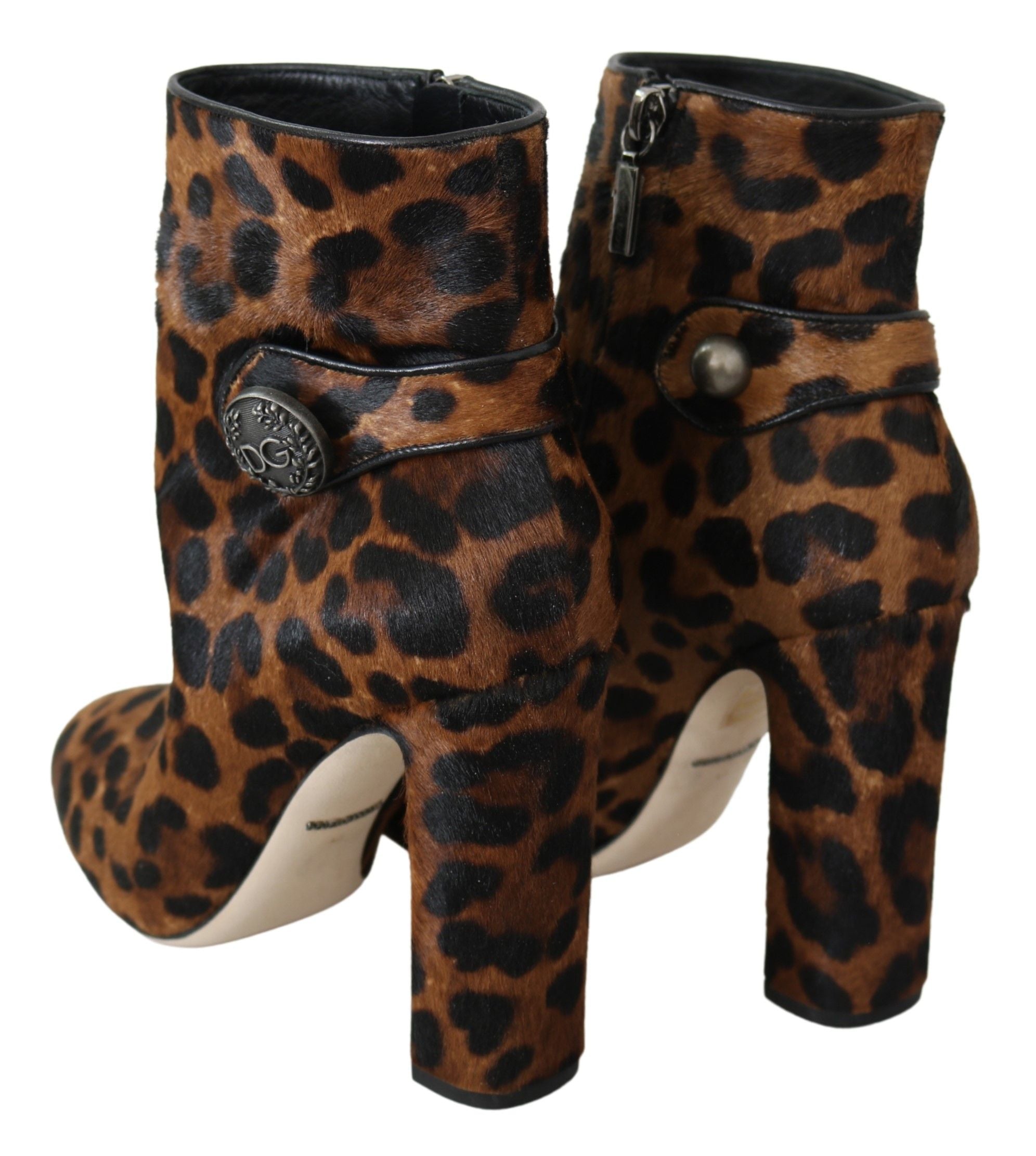 Dolce & Gabbana Leopard-Print Calf Hair Ankle Boots