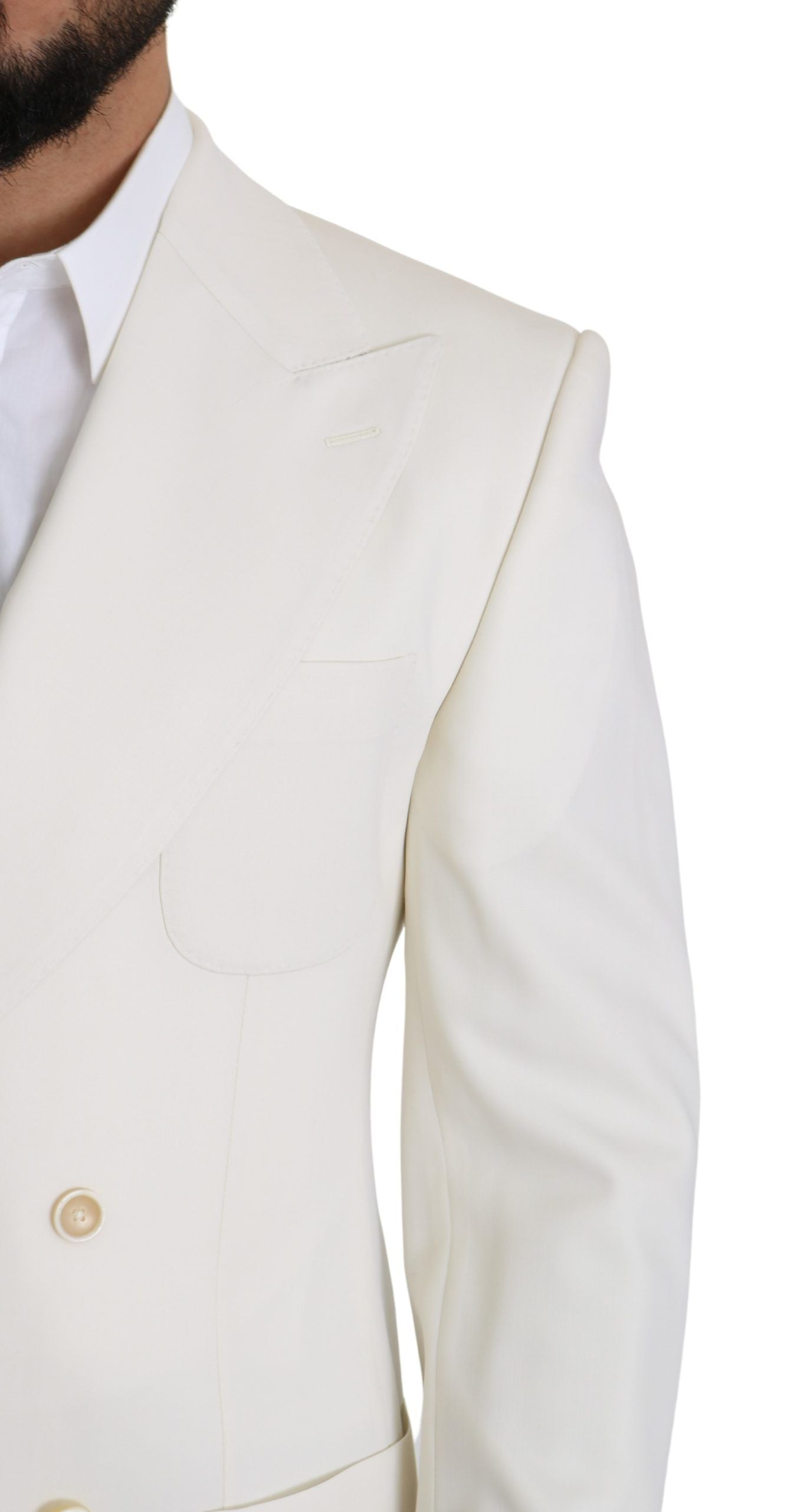 Dolce & Gabbana Elegant White Double-Breasted Wool Blazer