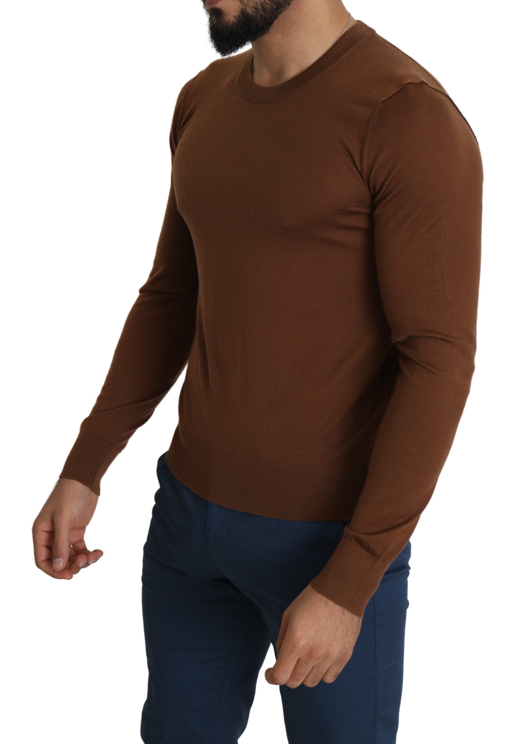 Dolce & Gabbana Elegant Brown Cashmere Pullover Sweater