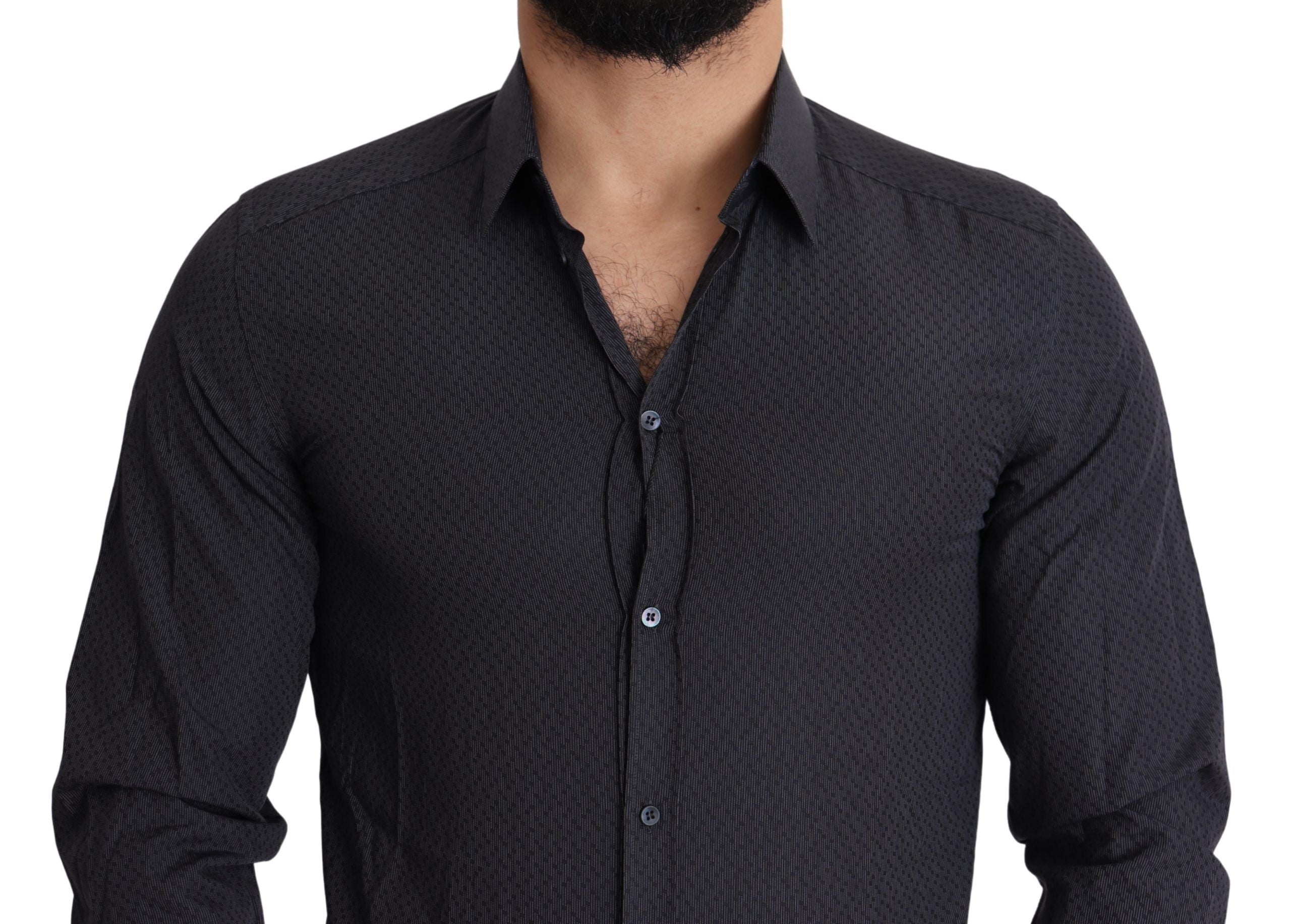 Dolce & Gabbana Elegant Black Slim Fit Cotton Dress Shirt