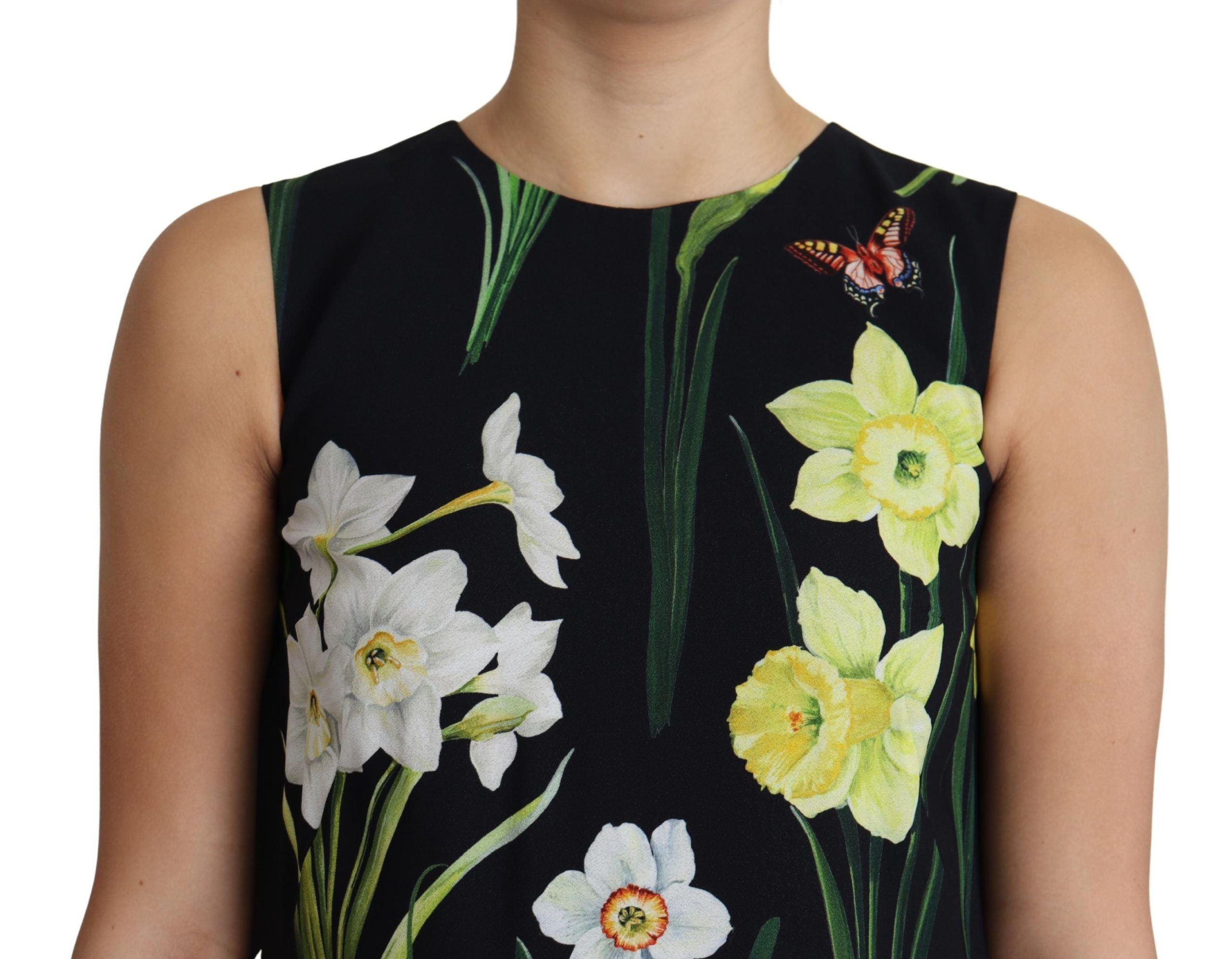 Dolce & Gabbana Elegant Black Floral Shift Mini Dress