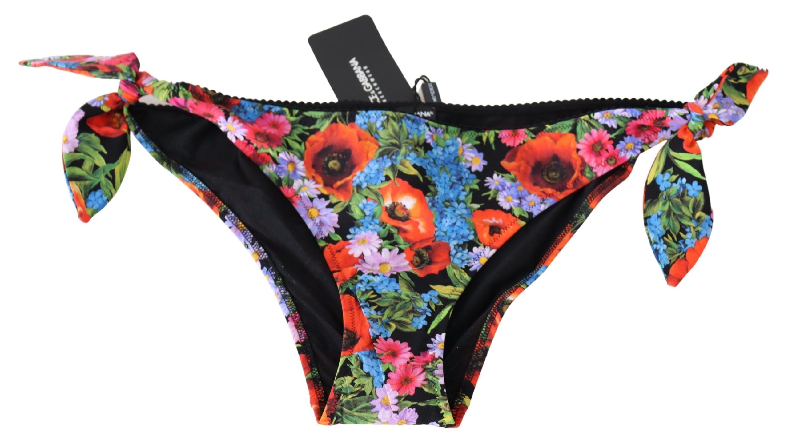 Dolce & Gabbana Chic Floral Side Tie Bikini Bottom