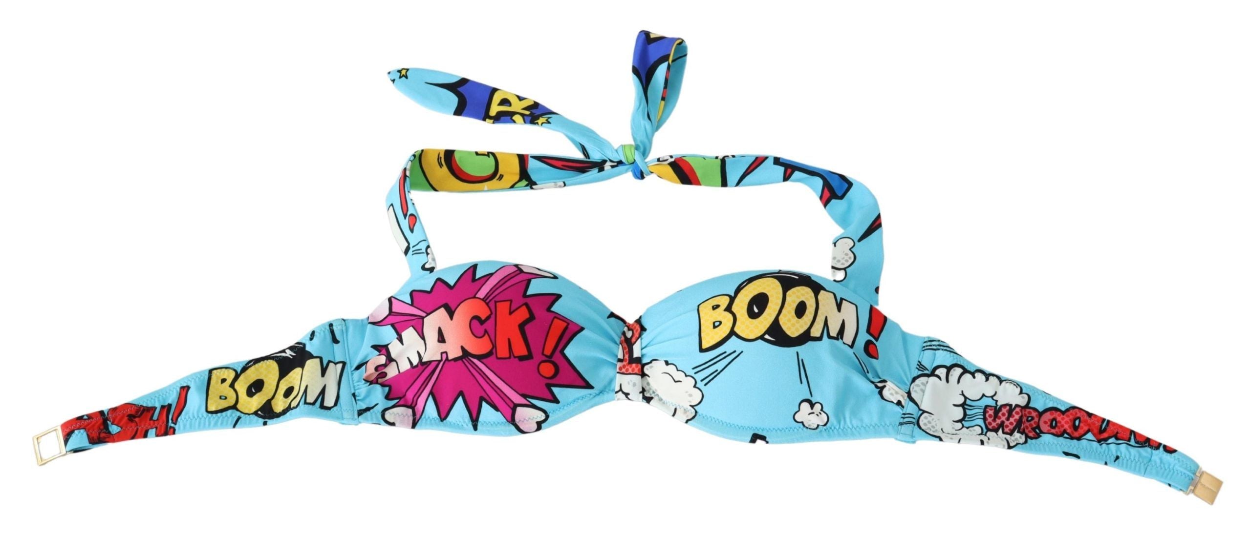 Dolce & Gabbana Chic Light Blue Cartoon Print Bikini Top