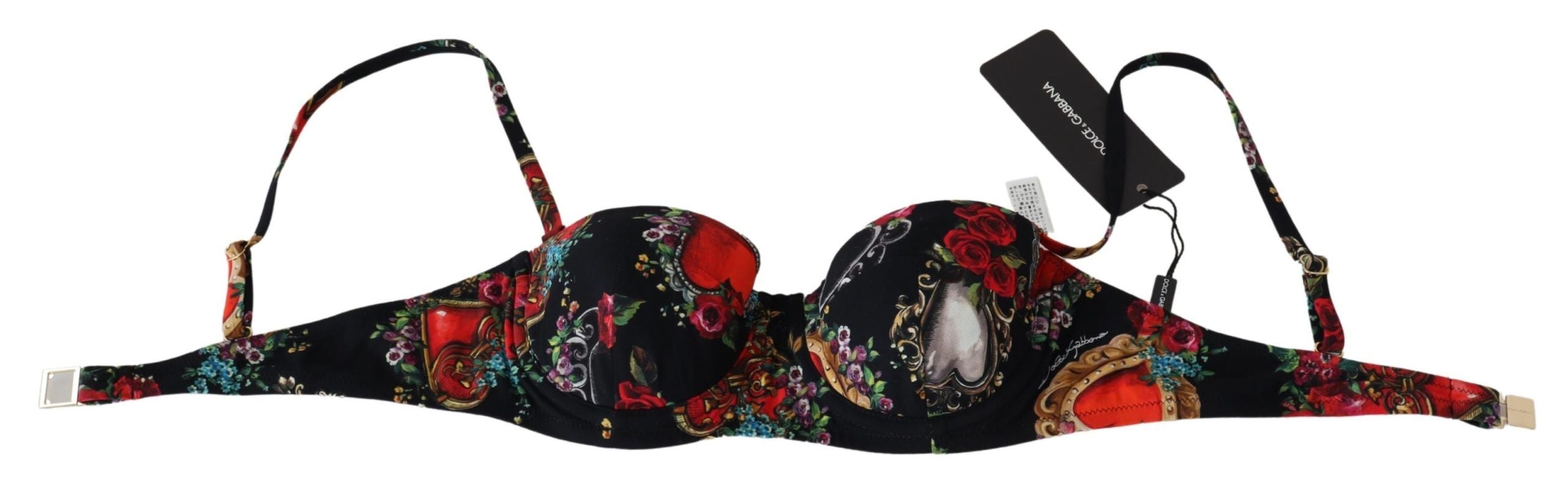 Dolce & Gabbana Chic Floral Heart Print Bikini Top