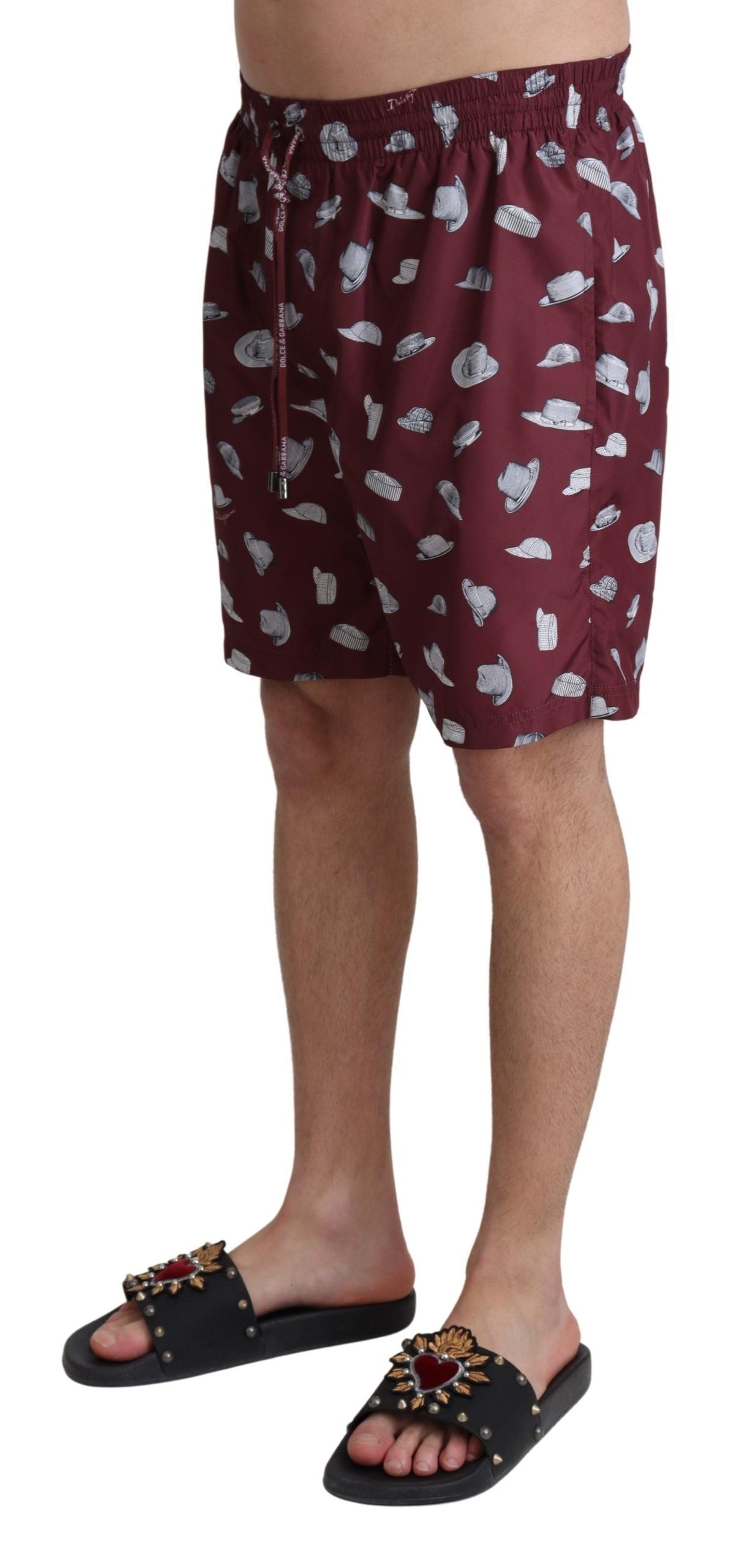 Dolce & Gabbana Elegant Maroon Beachwear Trunks