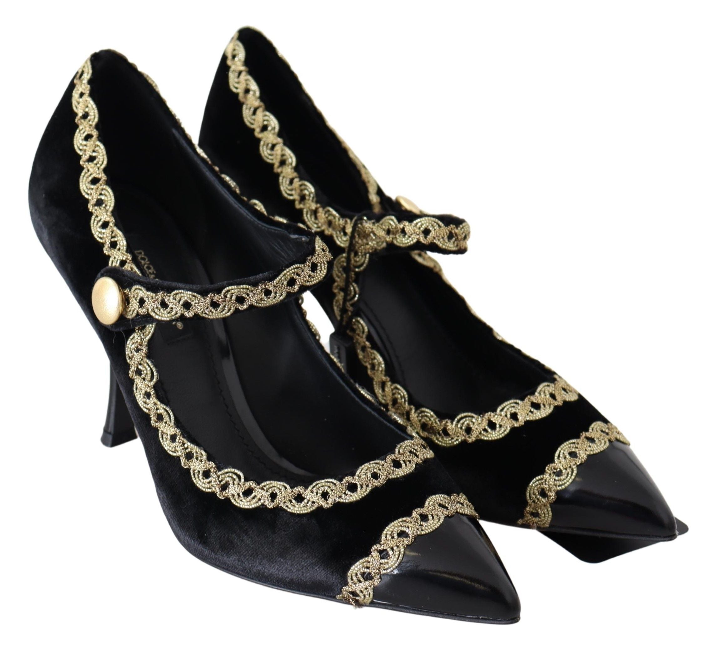 Dolce & Gabbana Elegant Velvet Patent Embroidered Pumps