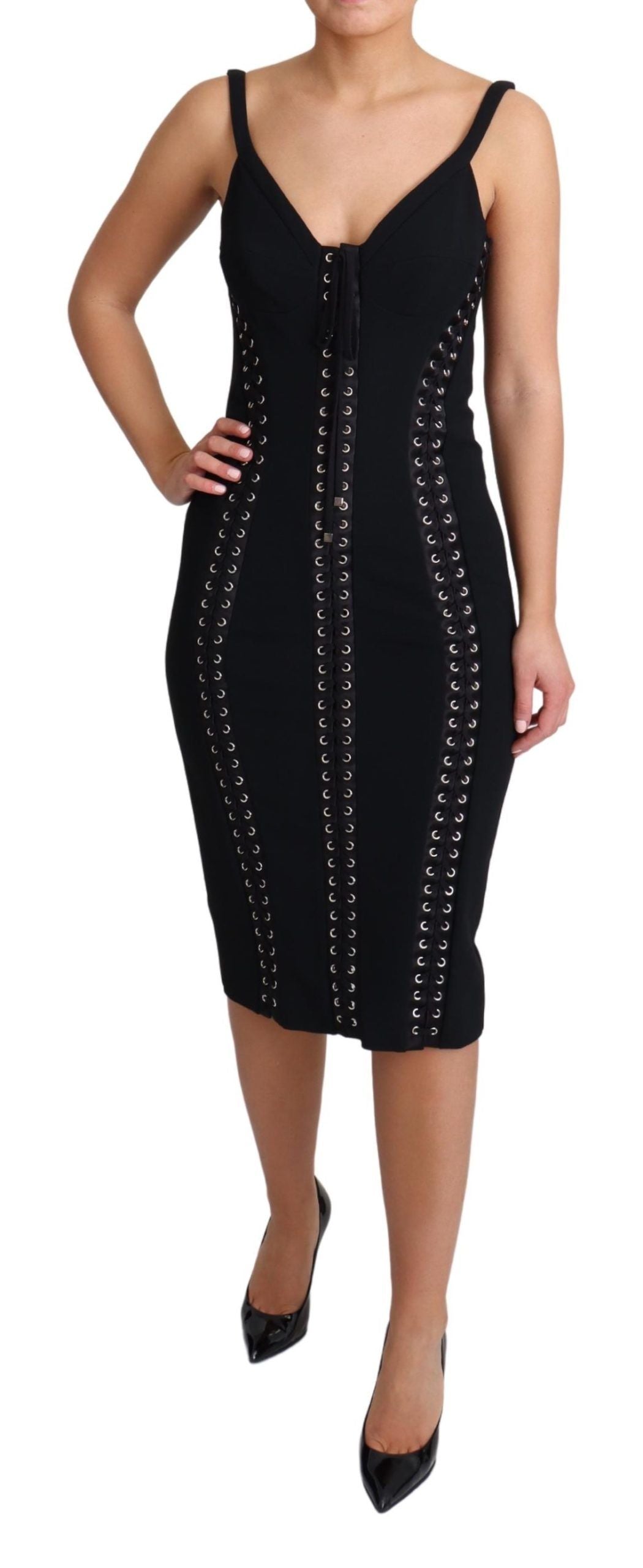 Dolce & Gabbana Elegant Black Bodycon Zip Dress