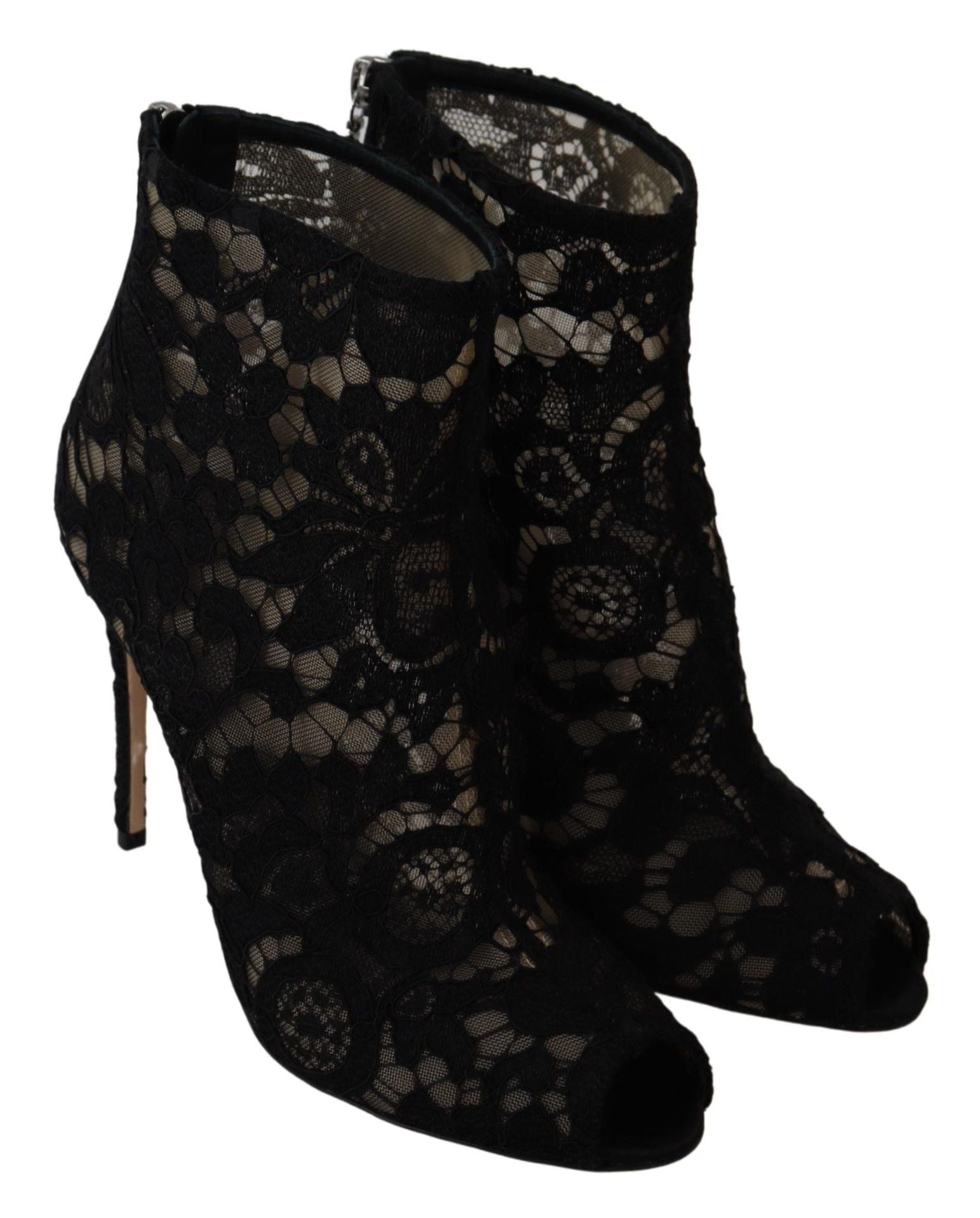 Dolce & Gabbana Black Taormina Lace Stiletto Booties