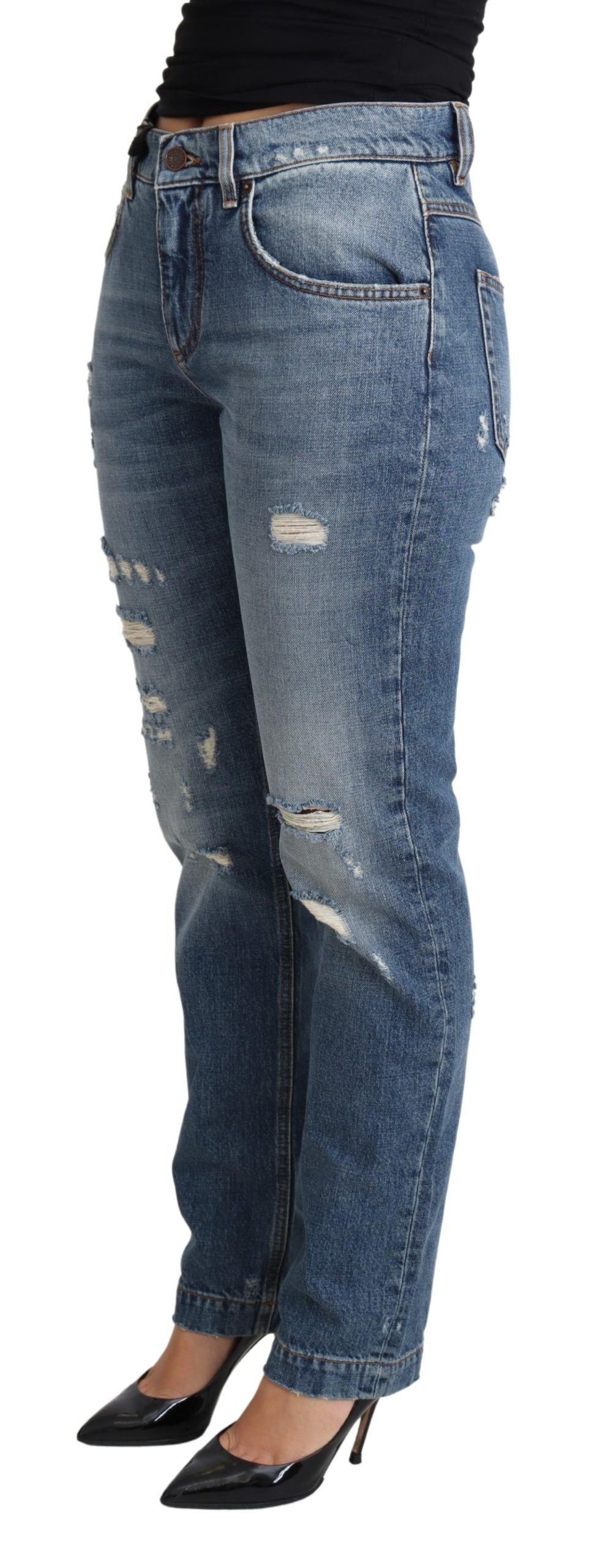 Dolce & Gabbana Chic Heart Patch Skinny Denim Jeans