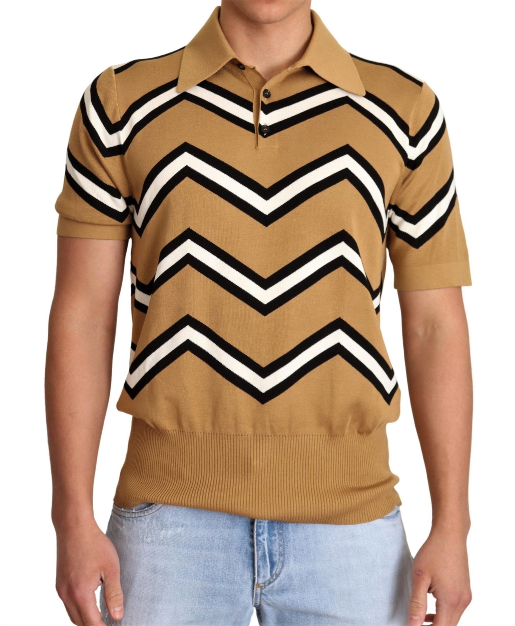 Dolce & Gabbana Silk Beige Polo T-Shirt - Italian Luxury Fashion