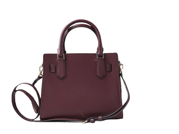 Michael Kors Hamilton Small Grained Leather Satchel Crossbody Bag Handbag (Merlot Solid)