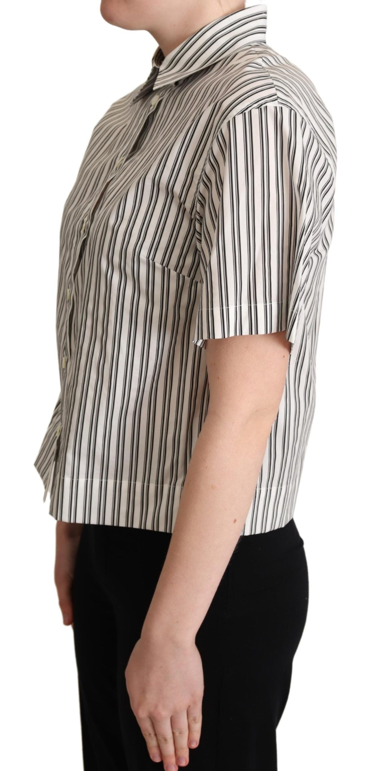 Dolce & Gabbana Elegant Striped Cotton Polo Top