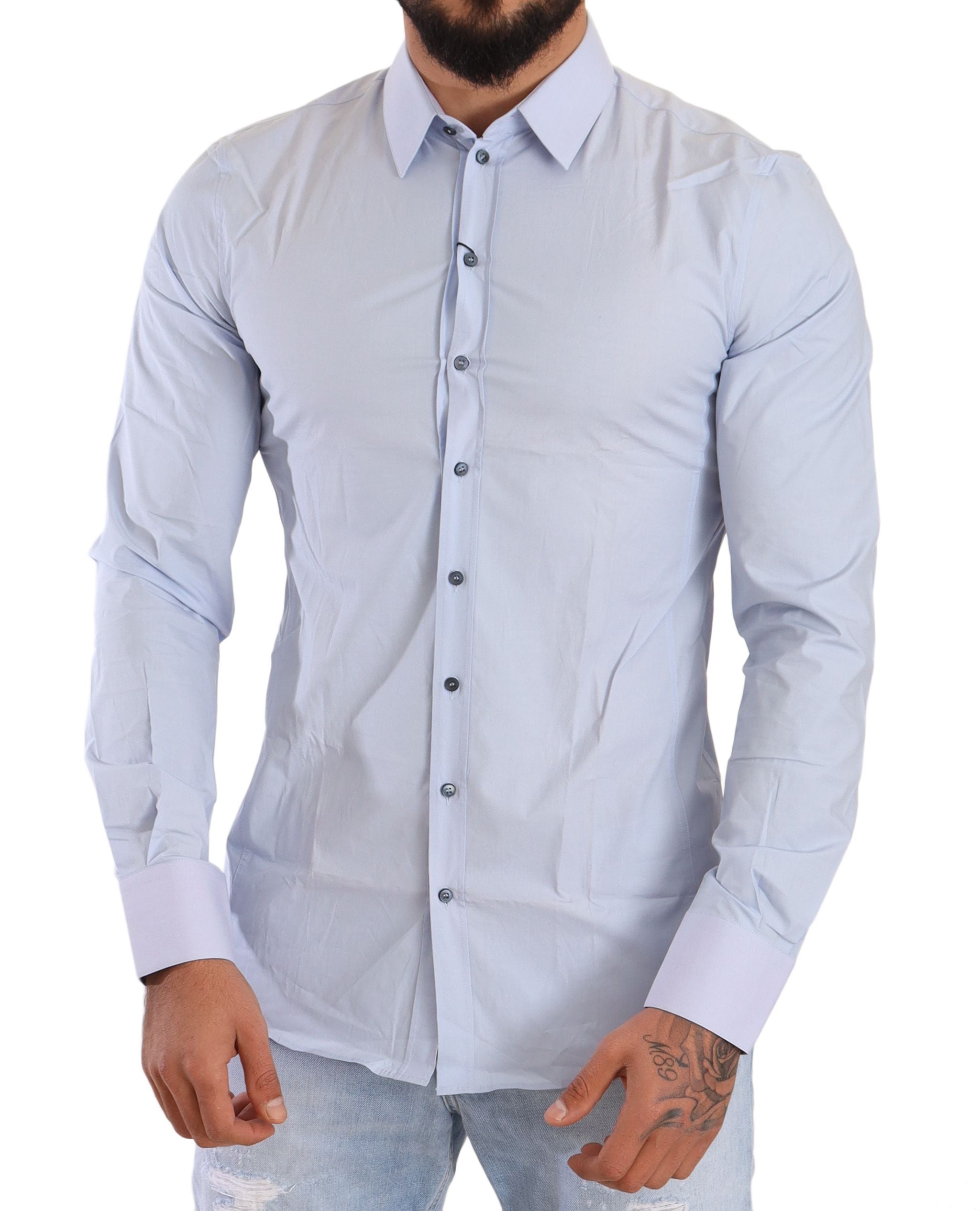 Dolce & Gabbana Elegant Light Blue Slim Fit Dress Shirt