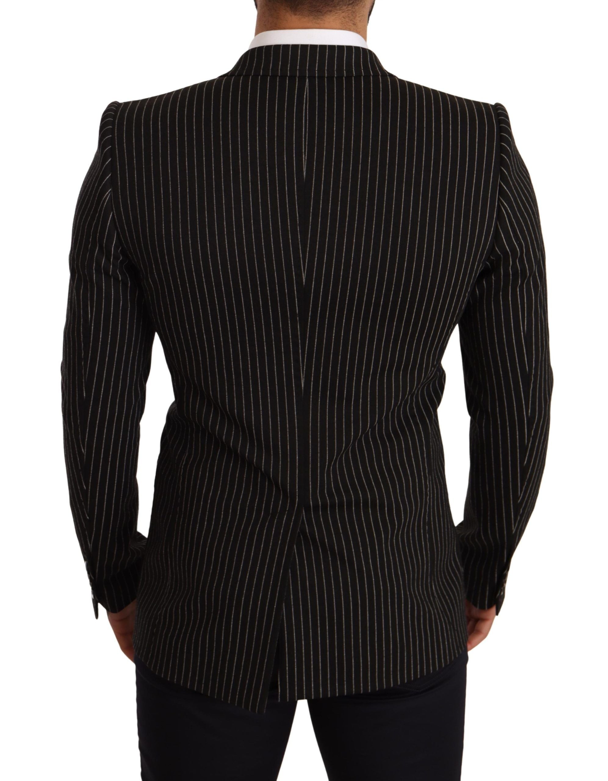 Dolce & Gabbana Elegant Striped Wool Blazer with Silk Lining