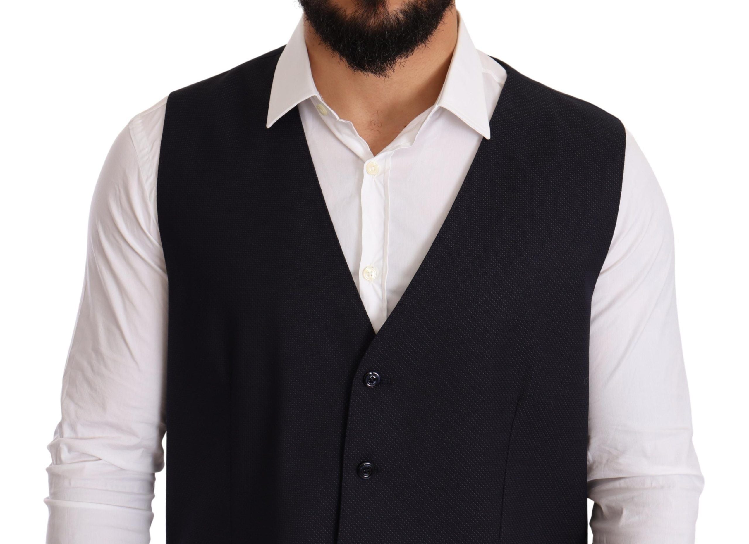 Dolce & Gabbana Elegant Blue Wool and Silk Dress Vest