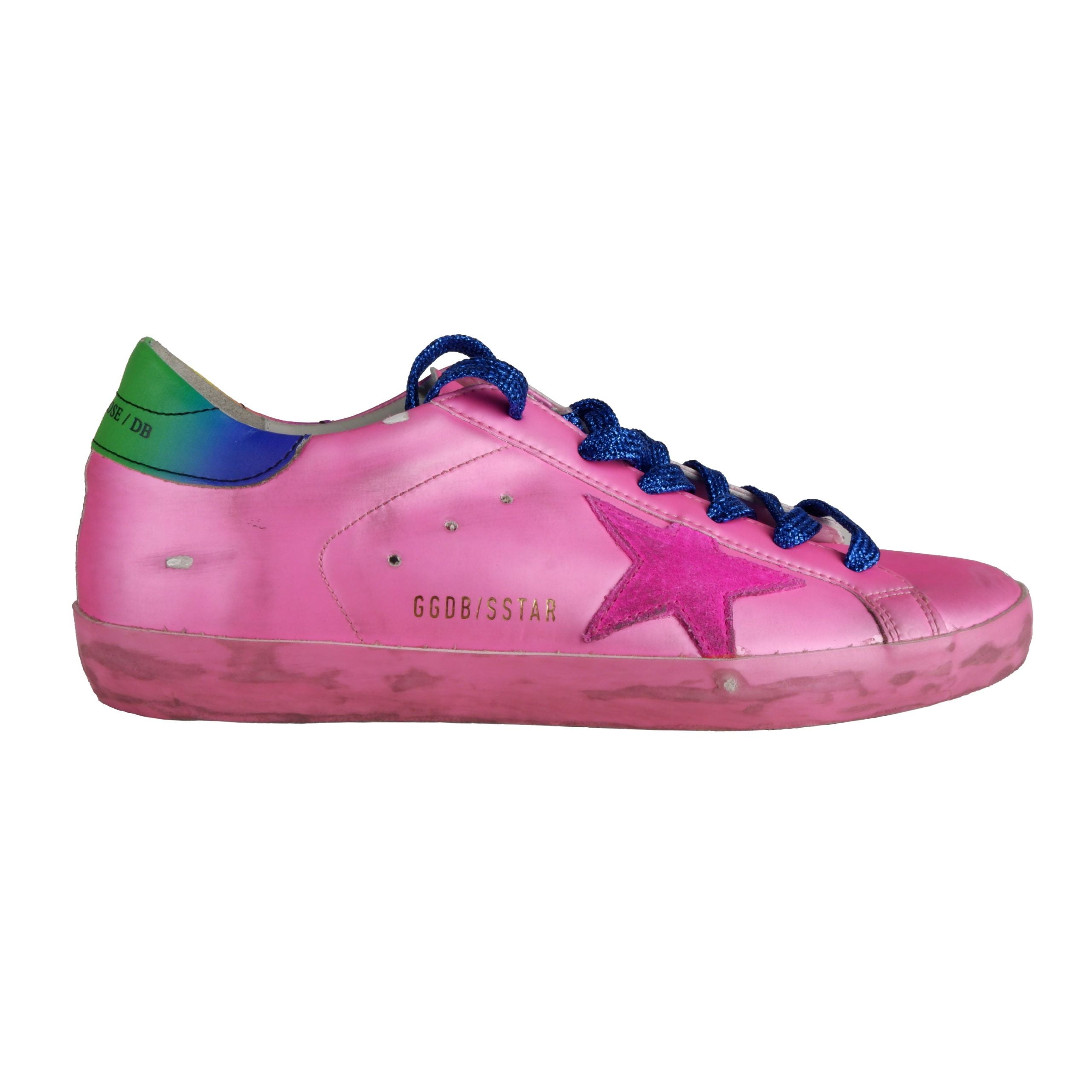 Golden Goose Pink Glitter-String Suede Sneakers