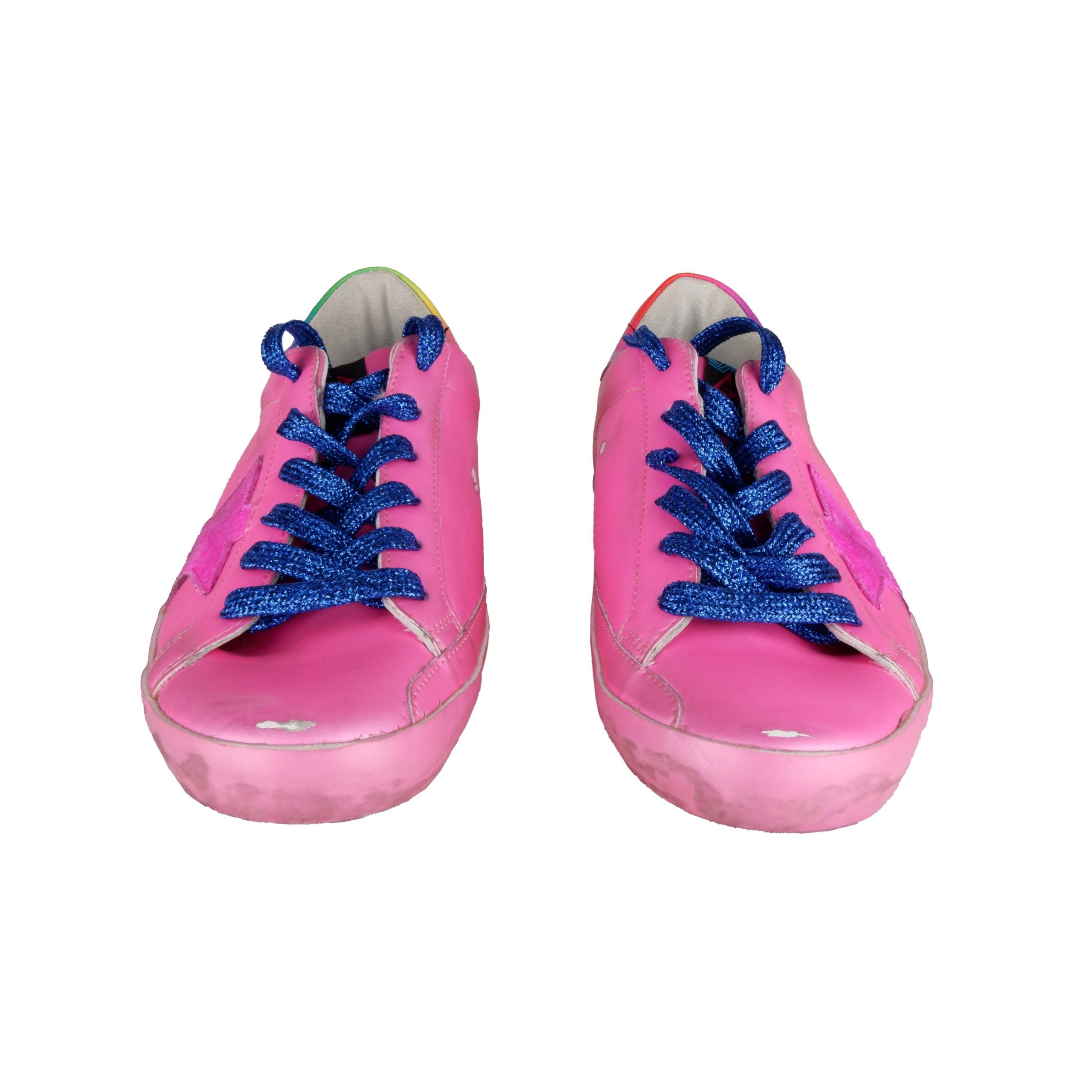 Golden Goose Pink Glitter-String Suede Sneakers