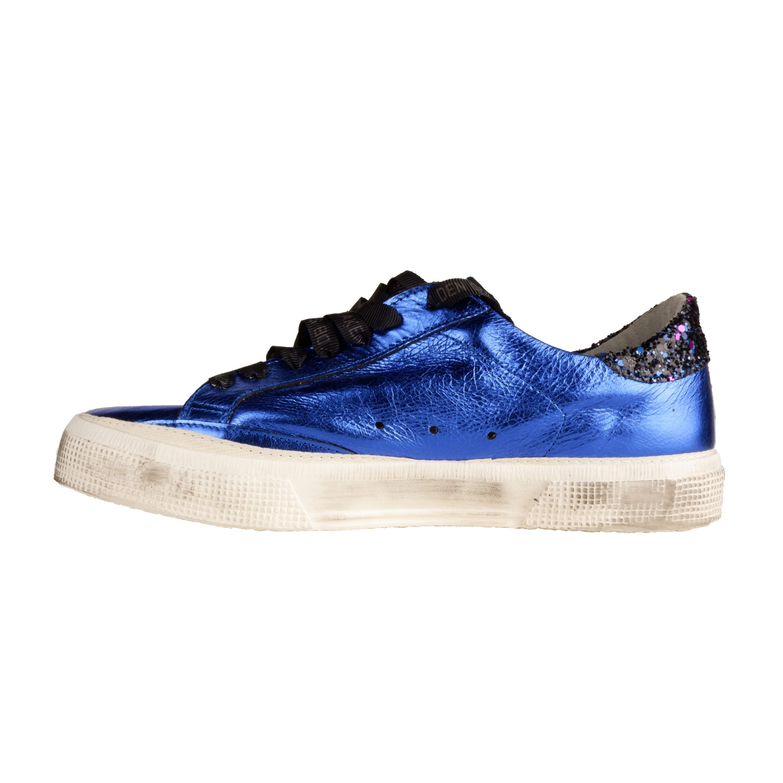 Golden Goose Elegant Blue Glitter High-End Sneakers