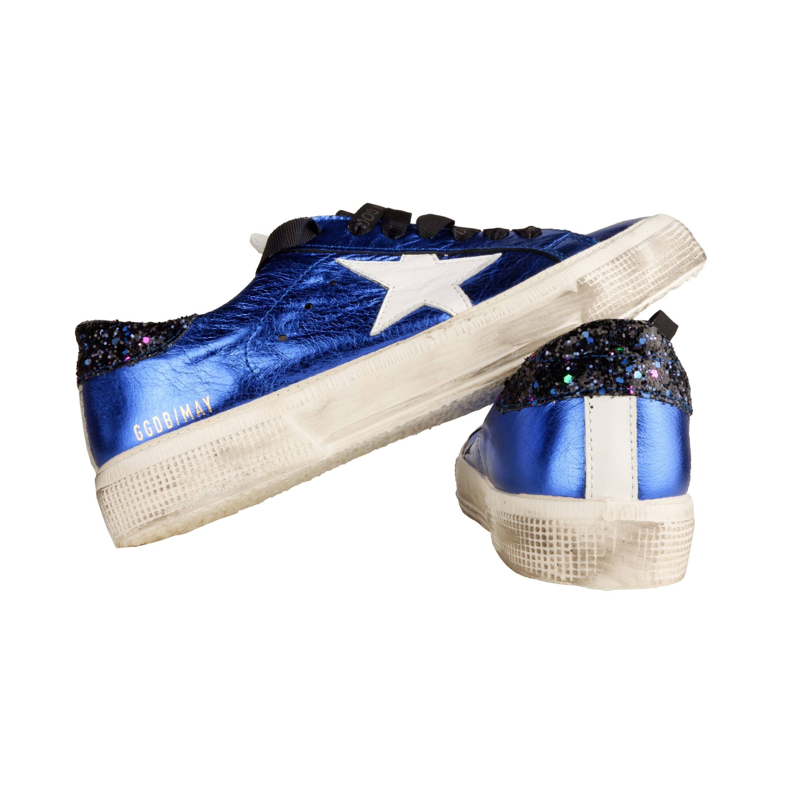 Golden Goose Elegant Blue Glitter High-End Sneakers